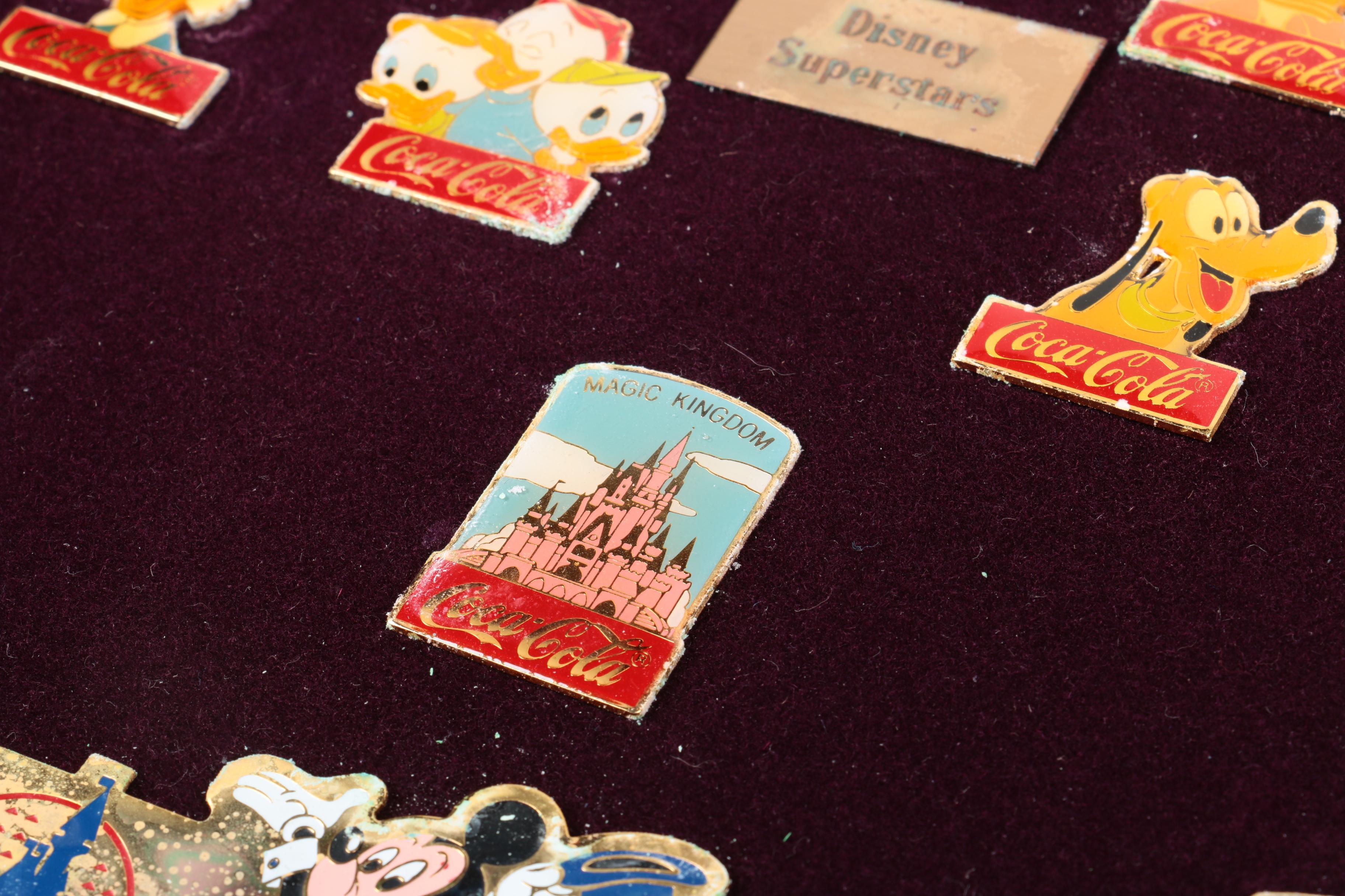 Collection of Disney and Coca-Cola Metal Pins