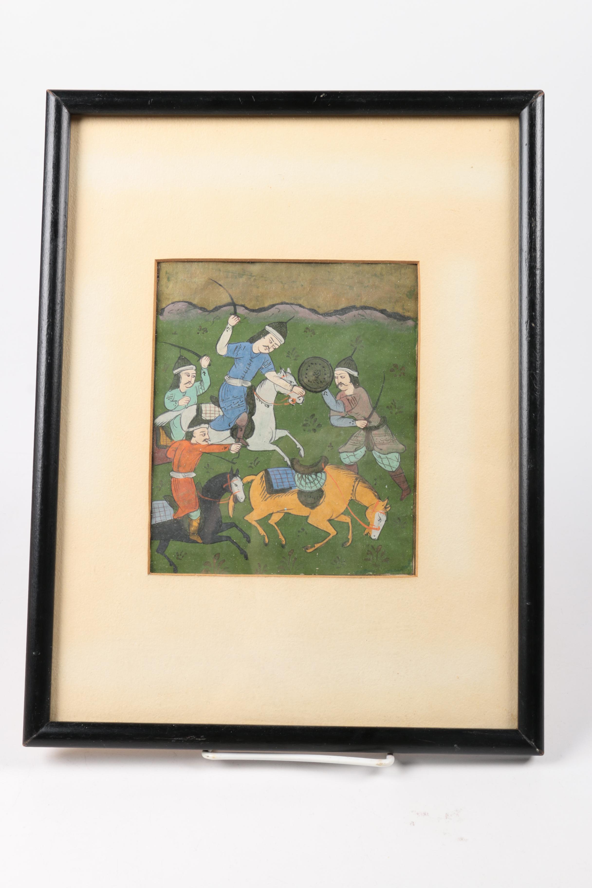 Indo-Persian Style Gouache Paintings on Paper