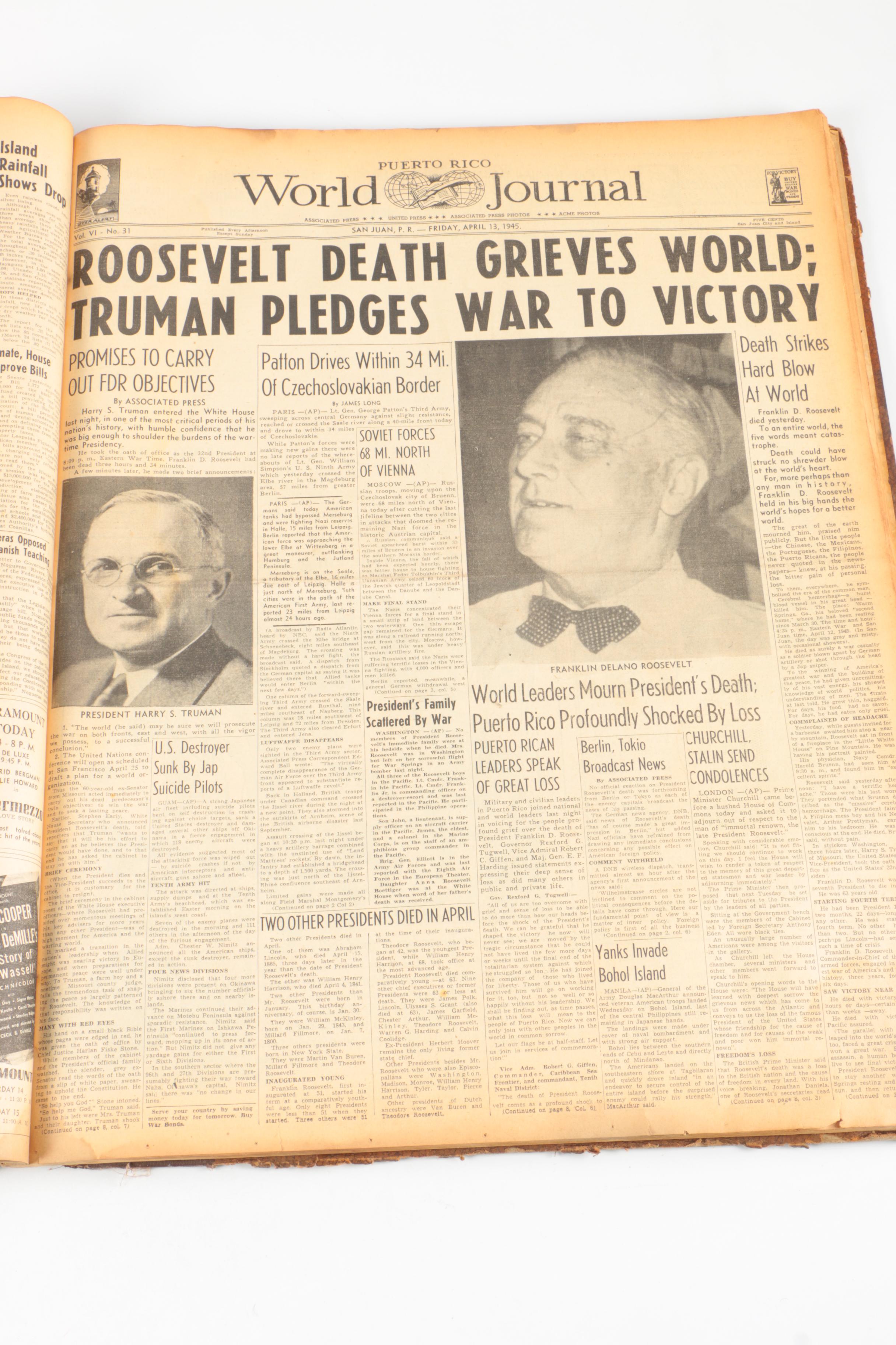 Bound World War II Newspaper Headlines