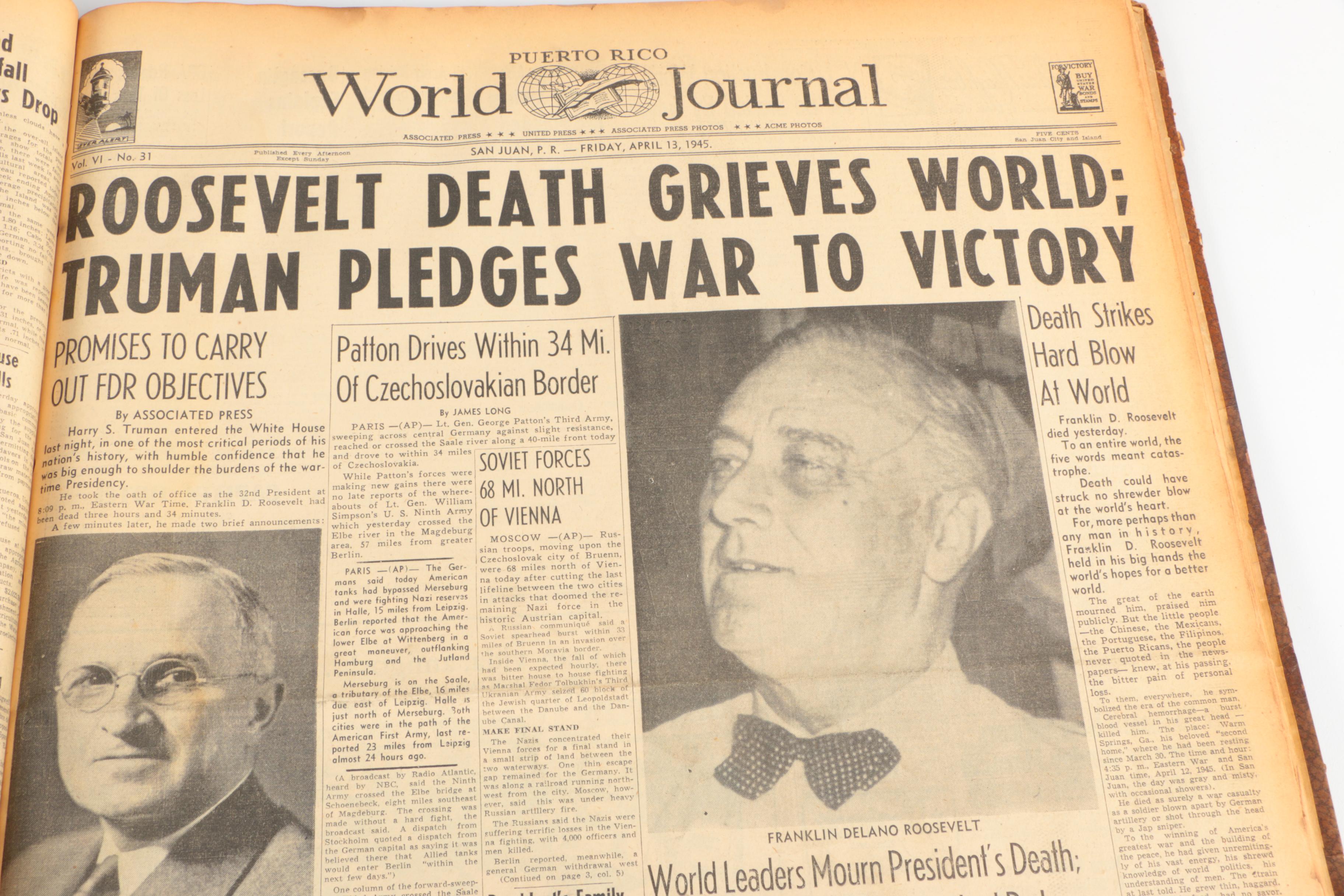 Bound World War II Newspaper Headlines