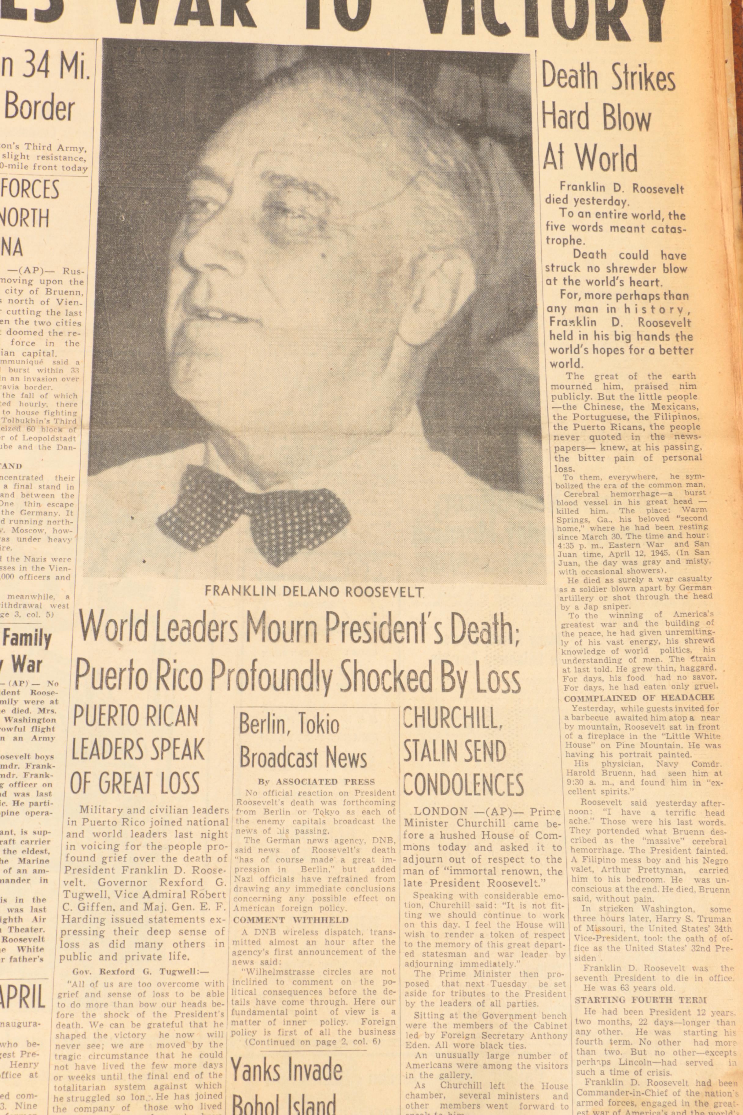 Bound World War II Newspaper Headlines