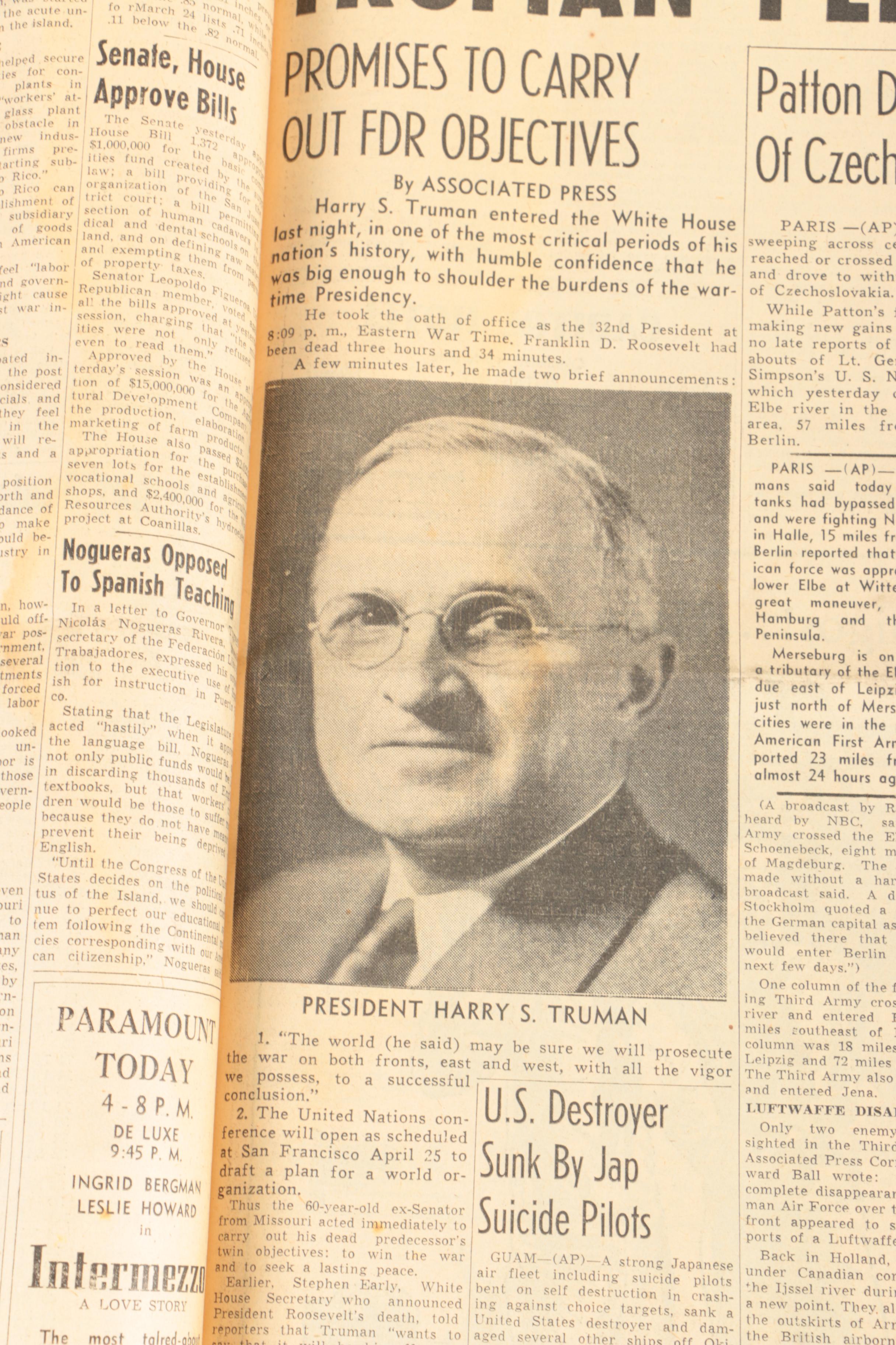 Bound World War II Newspaper Headlines