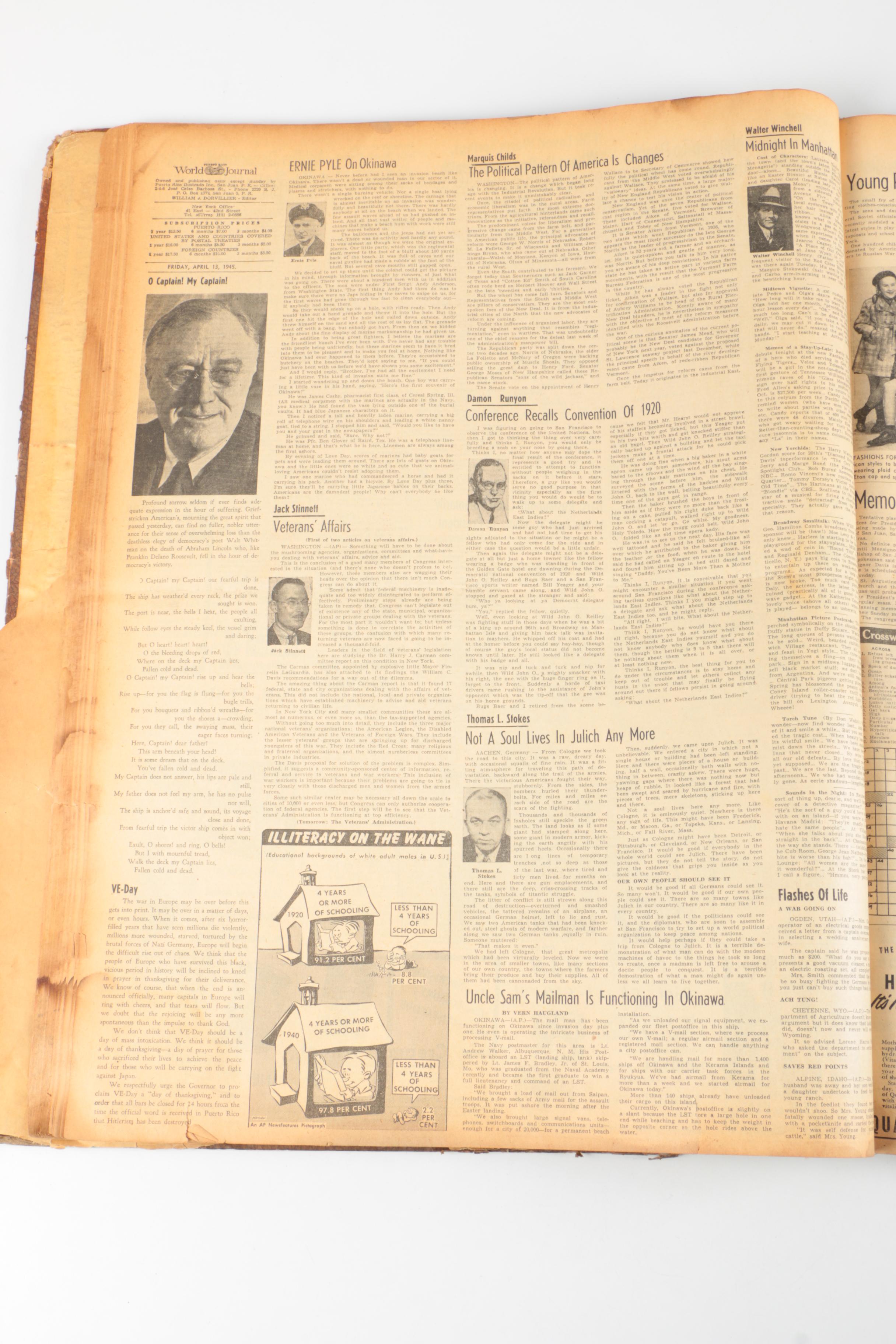 Bound World War II Newspaper Headlines