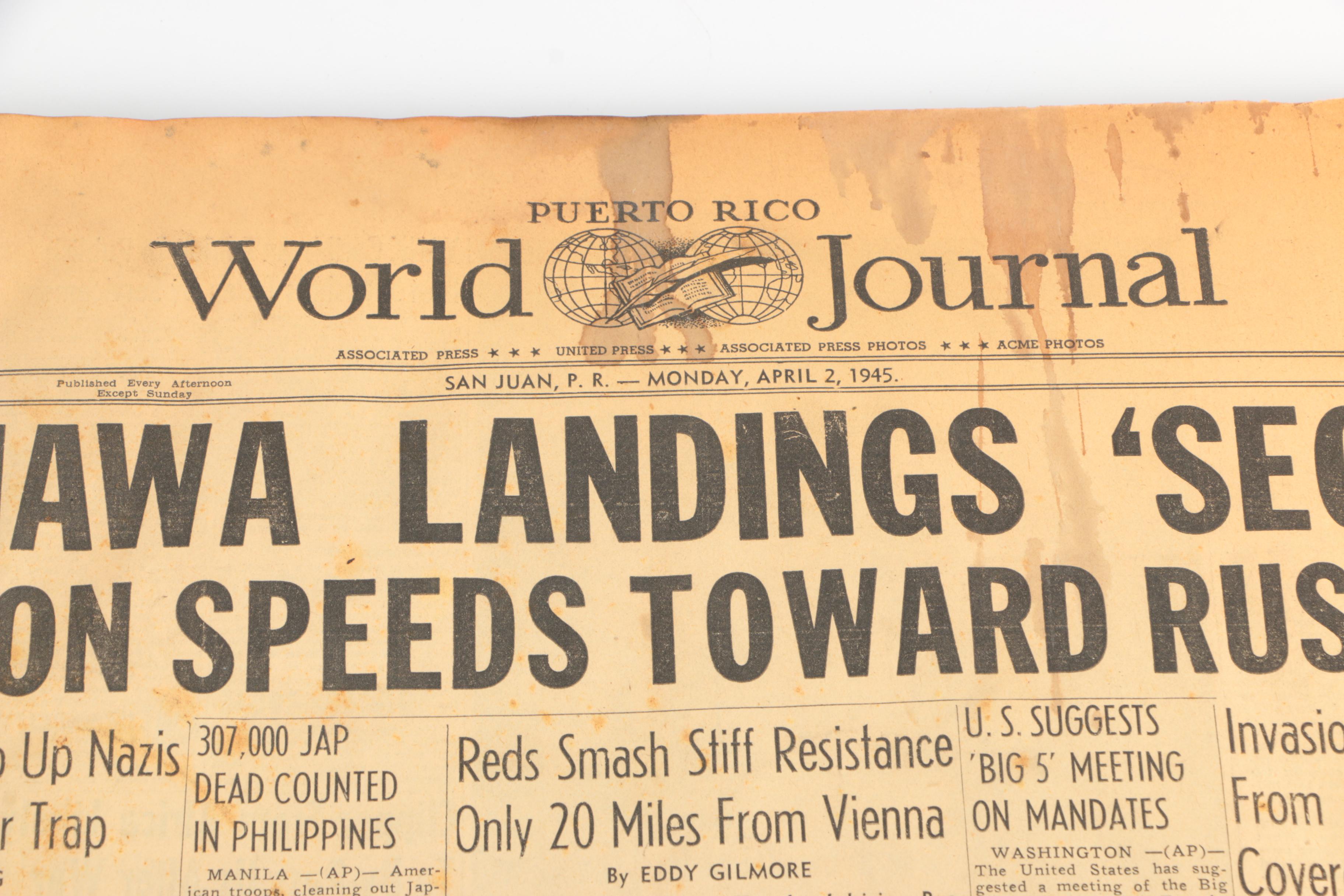 Bound World War II Newspaper Headlines