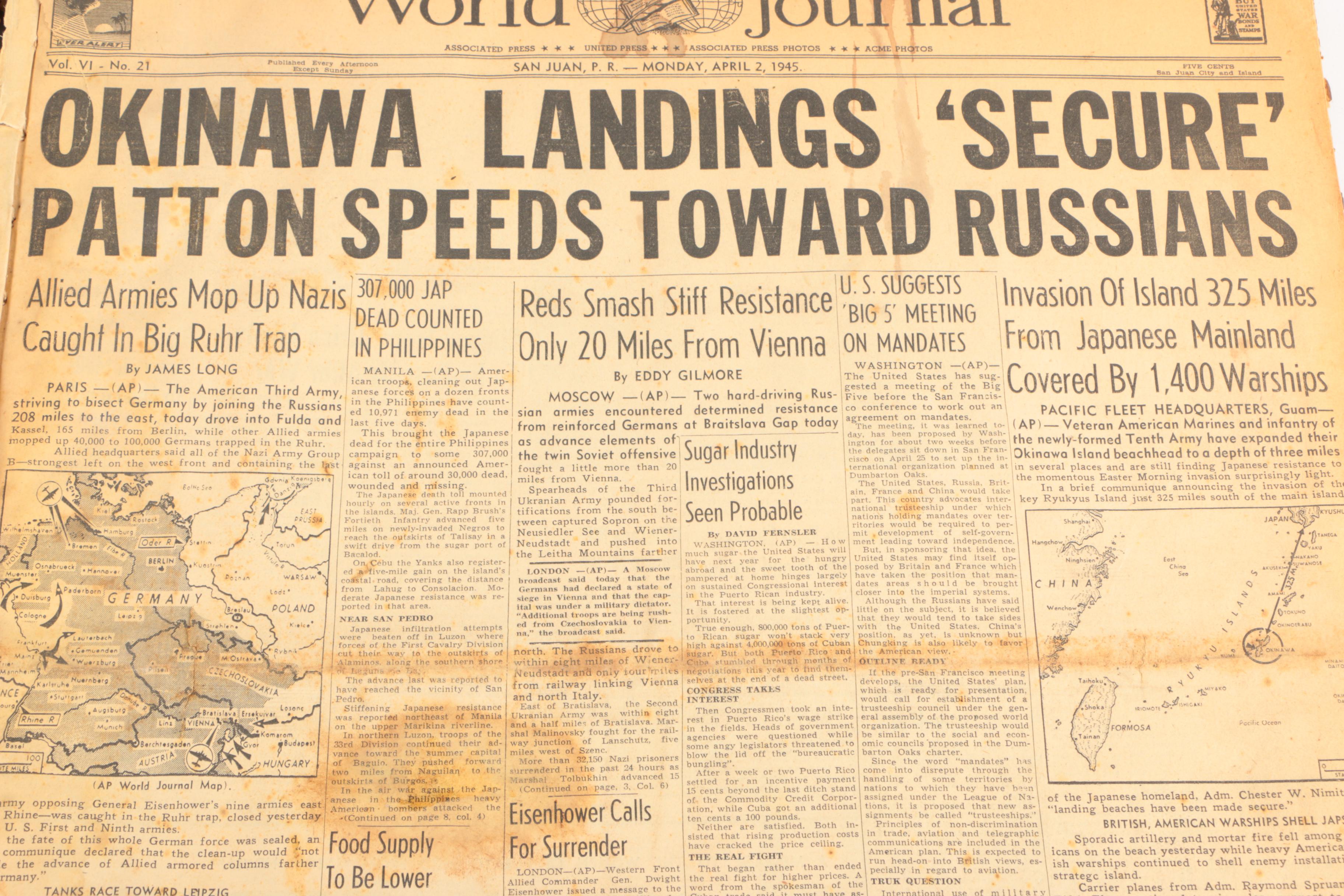 Bound World War II Newspaper Headlines