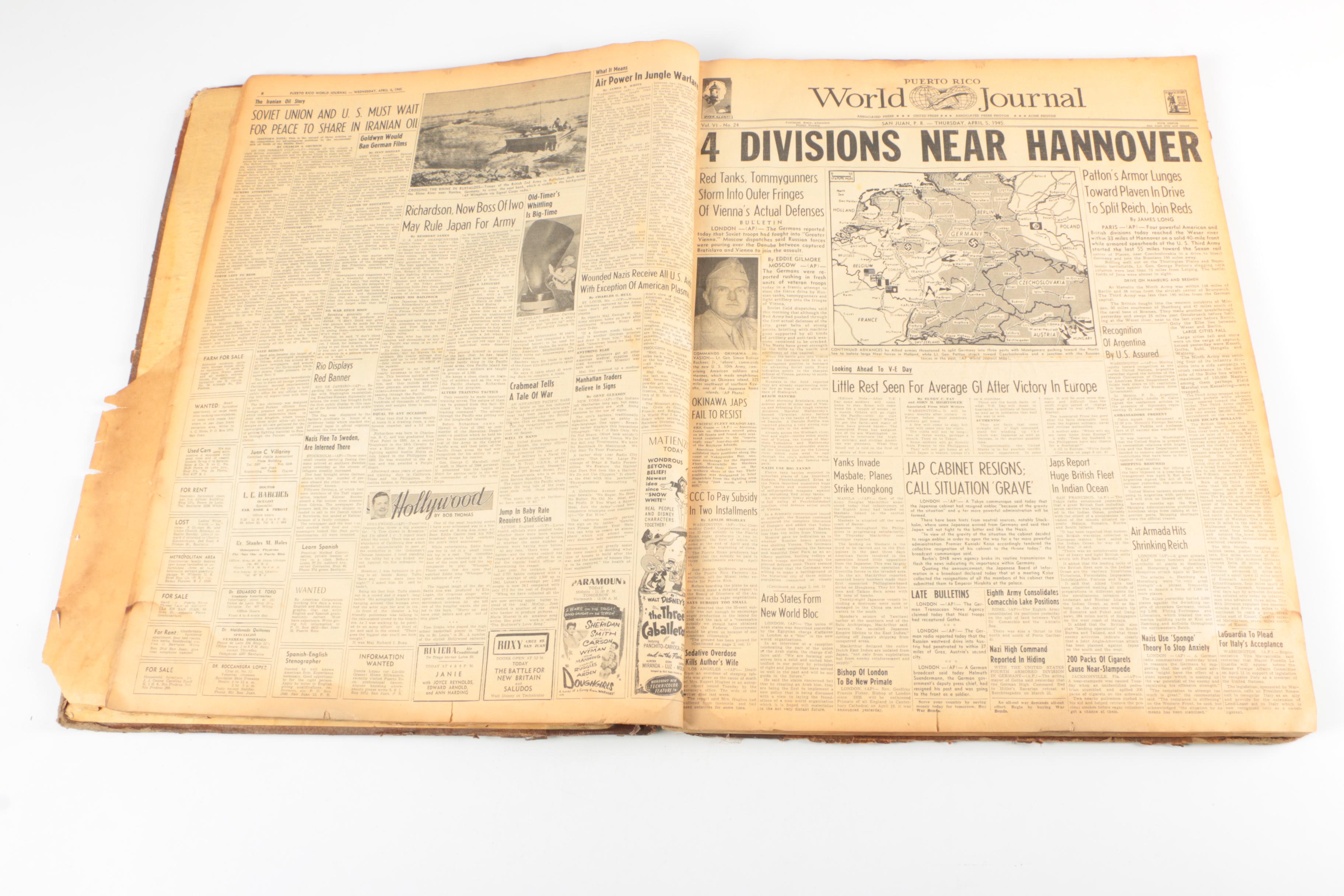 Bound World War II Newspaper Headlines