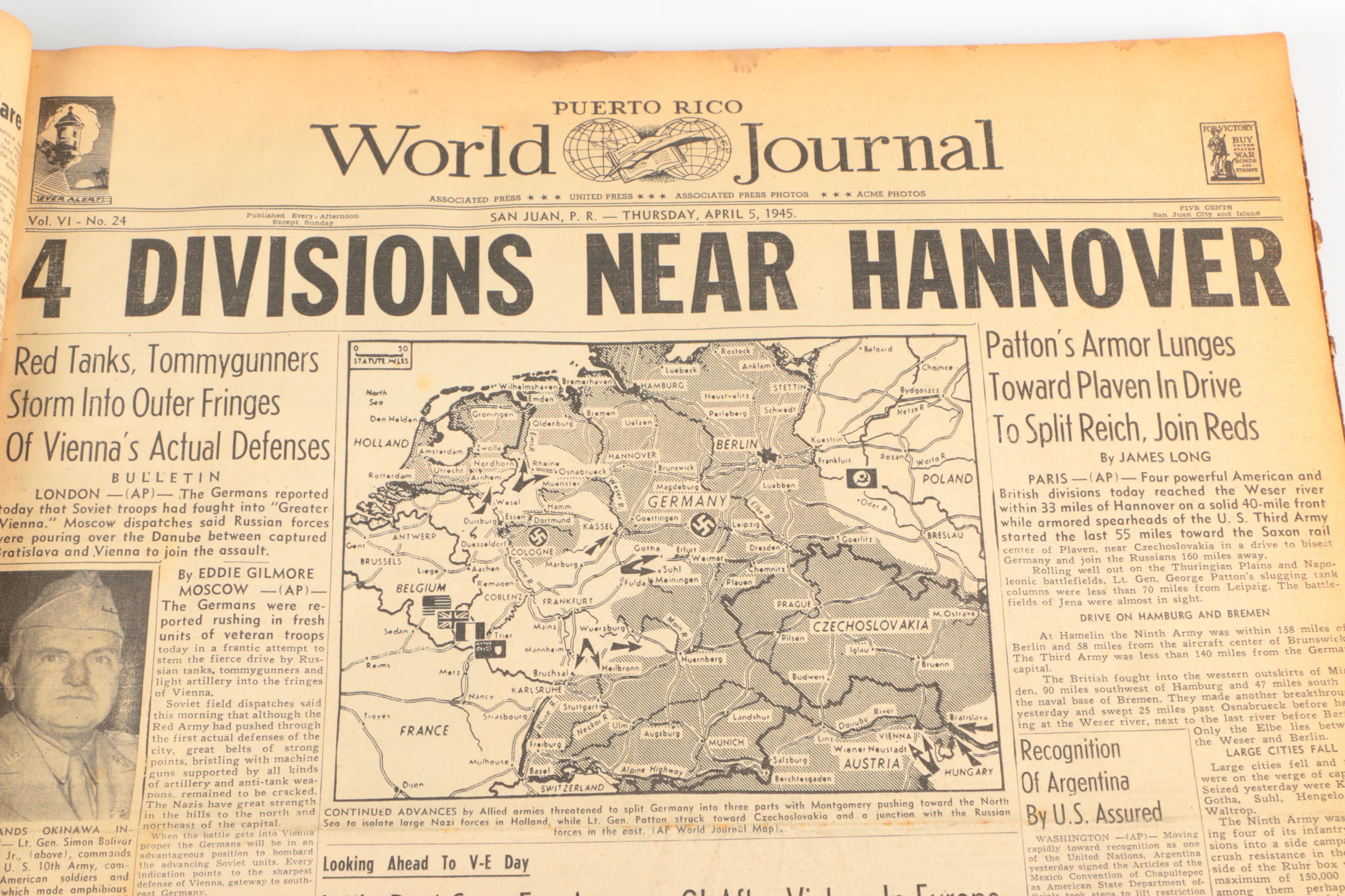 Bound World War II Newspaper Headlines