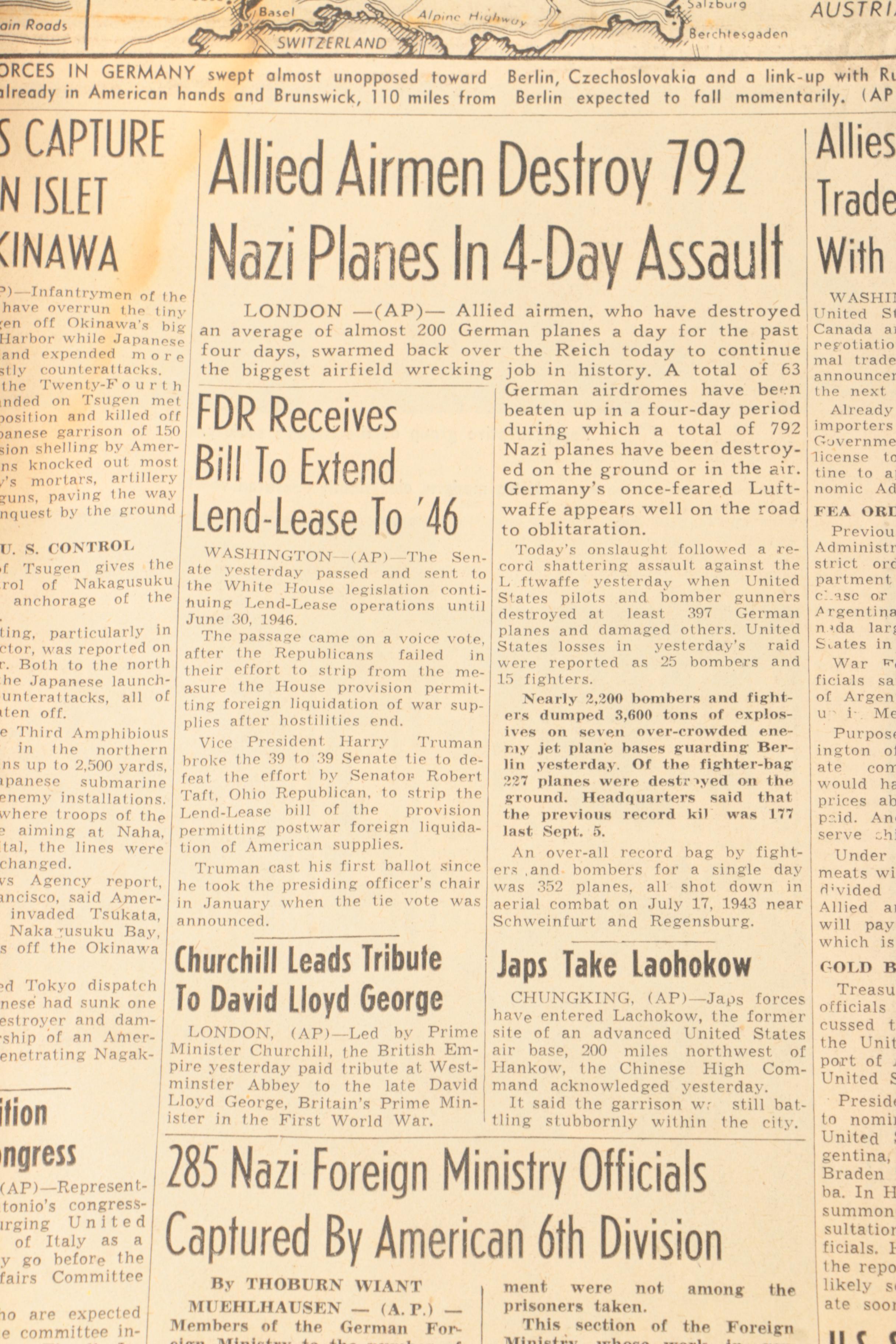 Bound World War II Newspaper Headlines