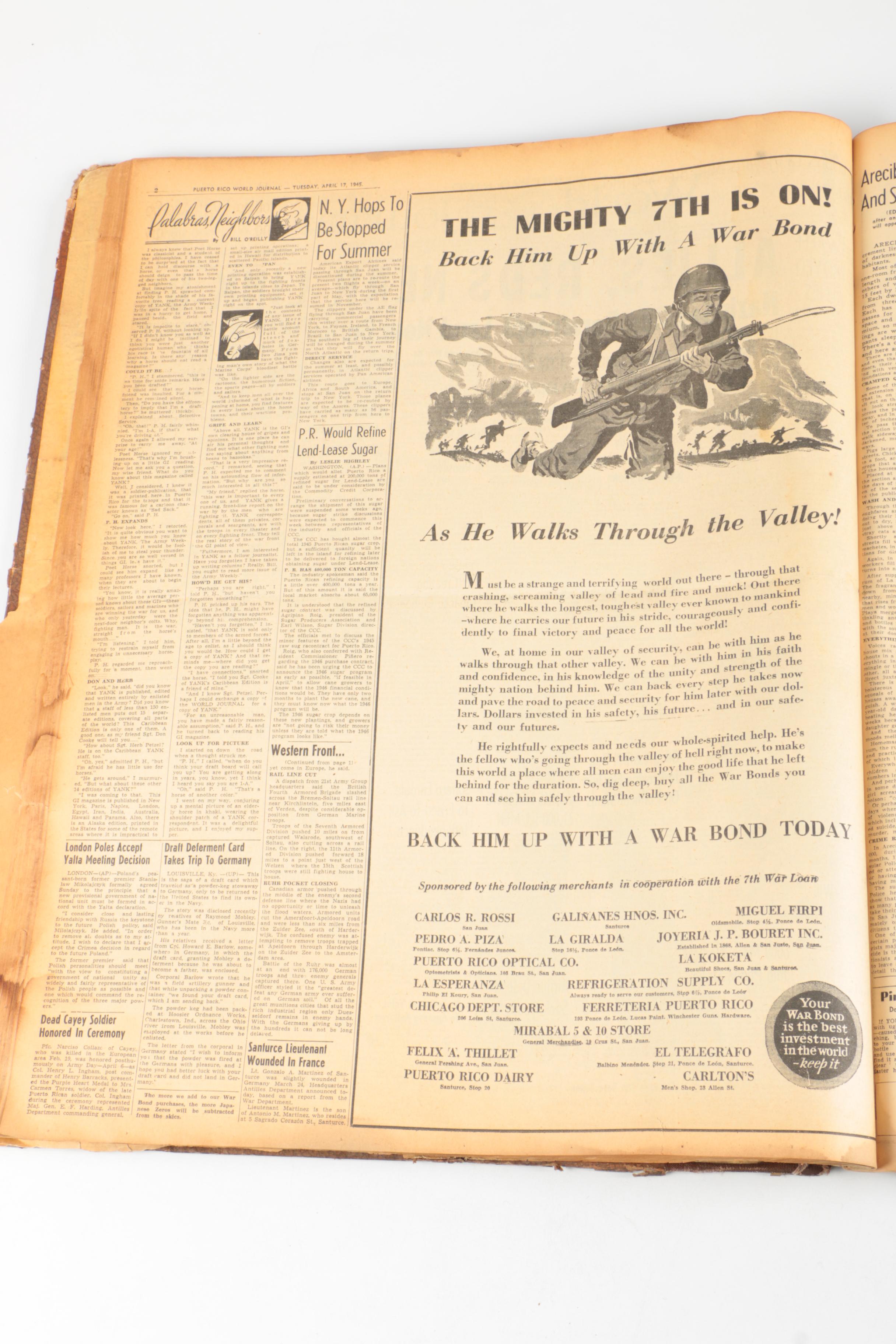 Bound World War II Newspaper Headlines