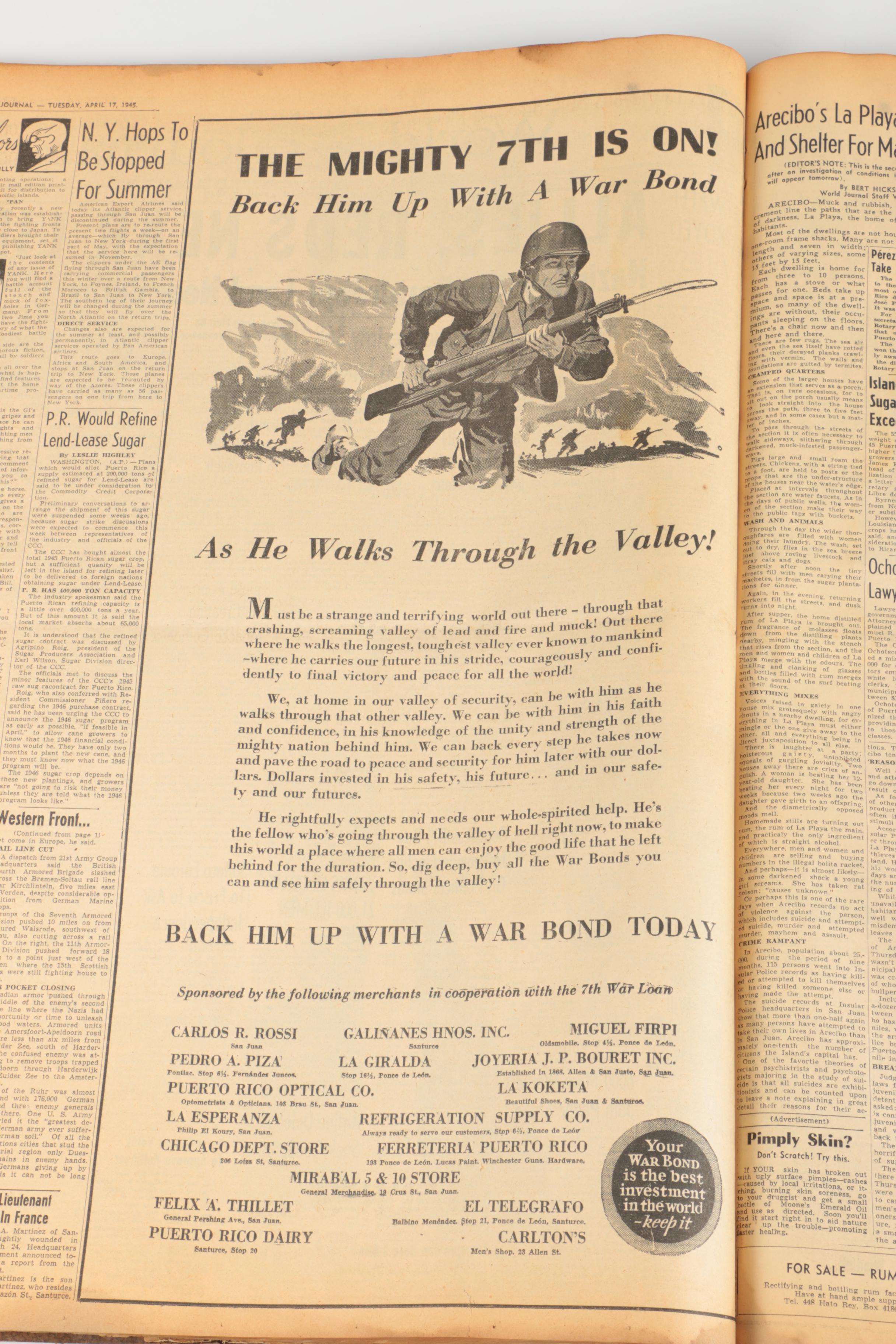 Bound World War II Newspaper Headlines