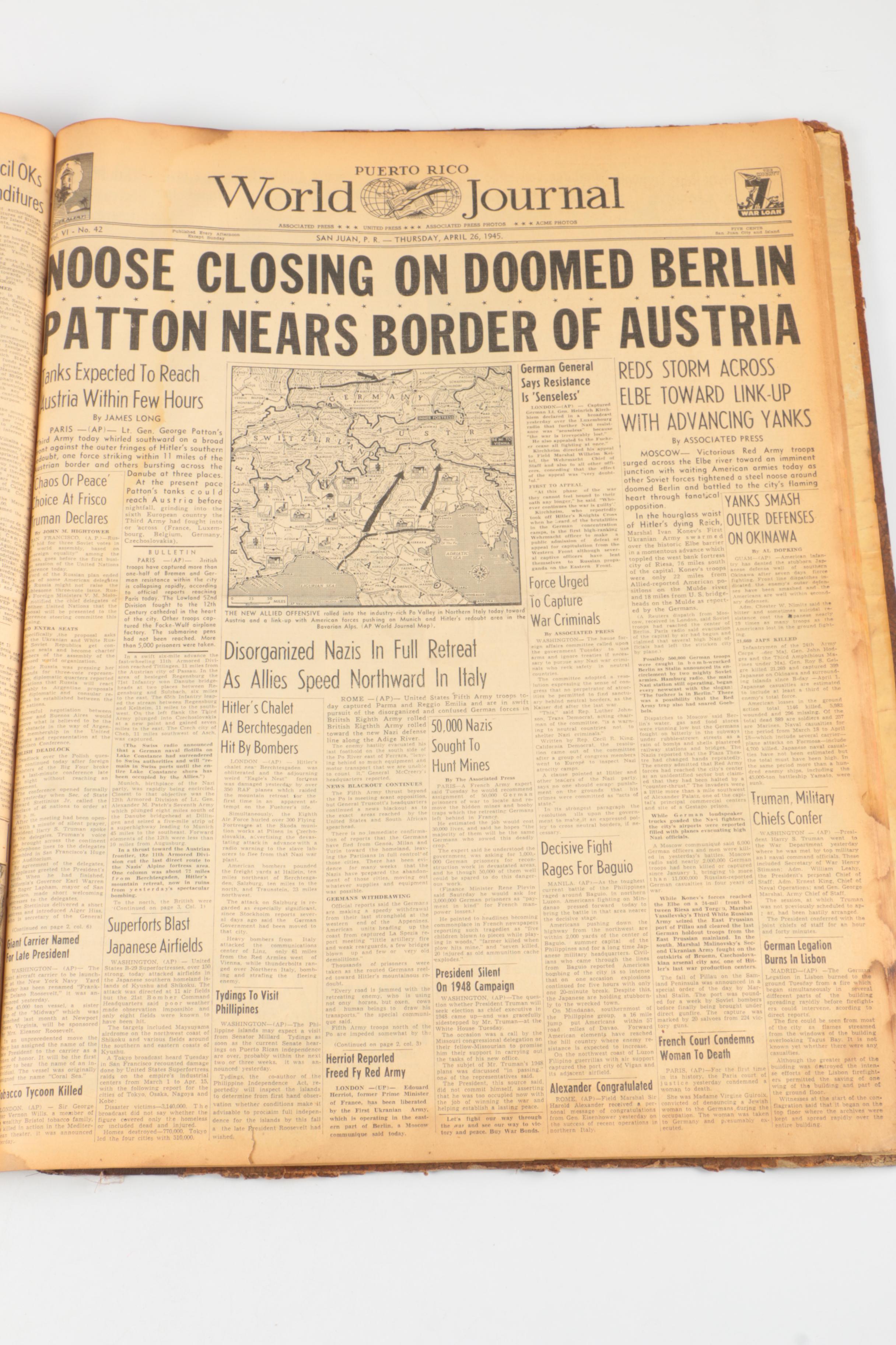 Bound World War II Newspaper Headlines
