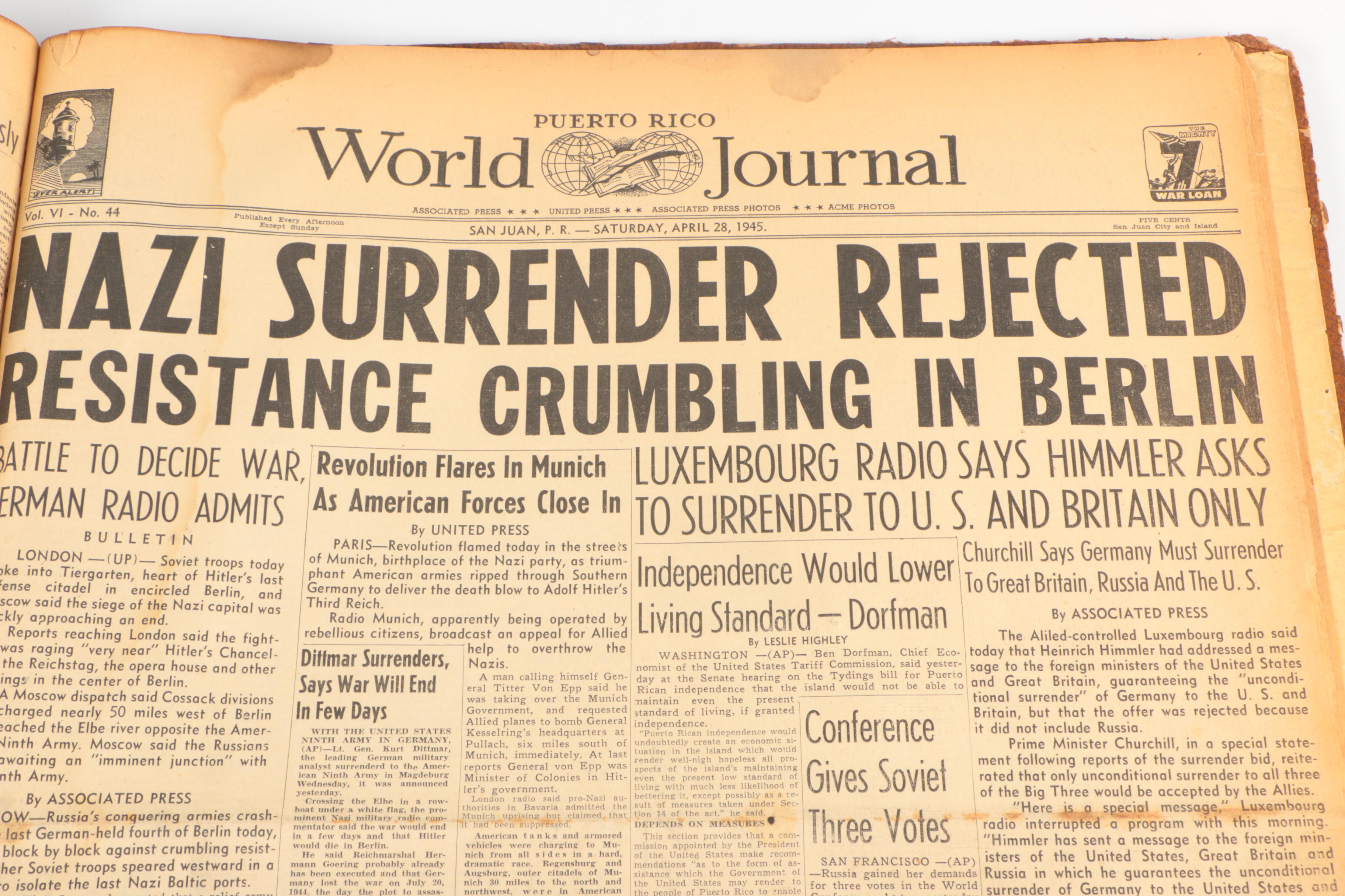 Bound World War II Newspaper Headlines