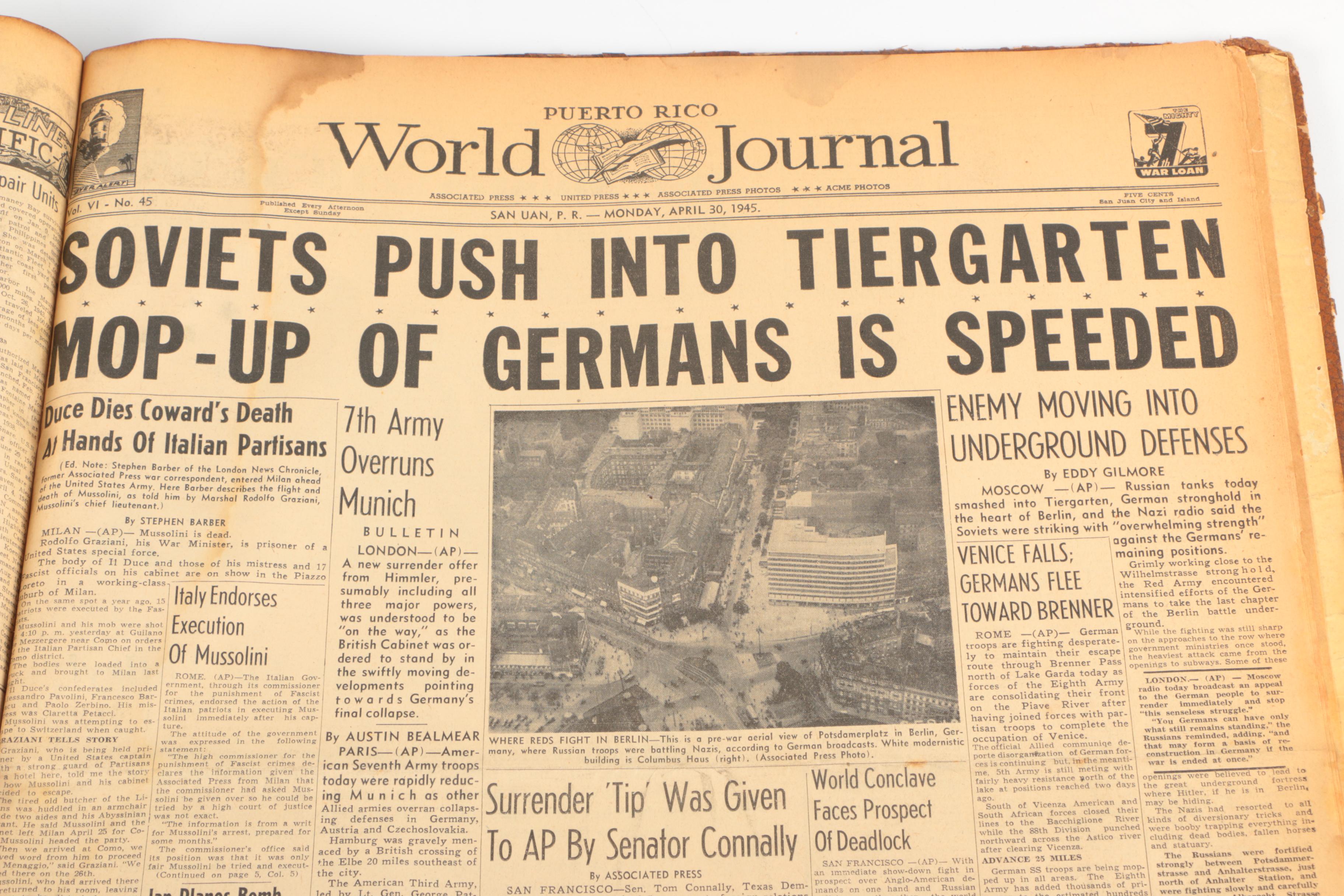 Bound World War II Newspaper Headlines