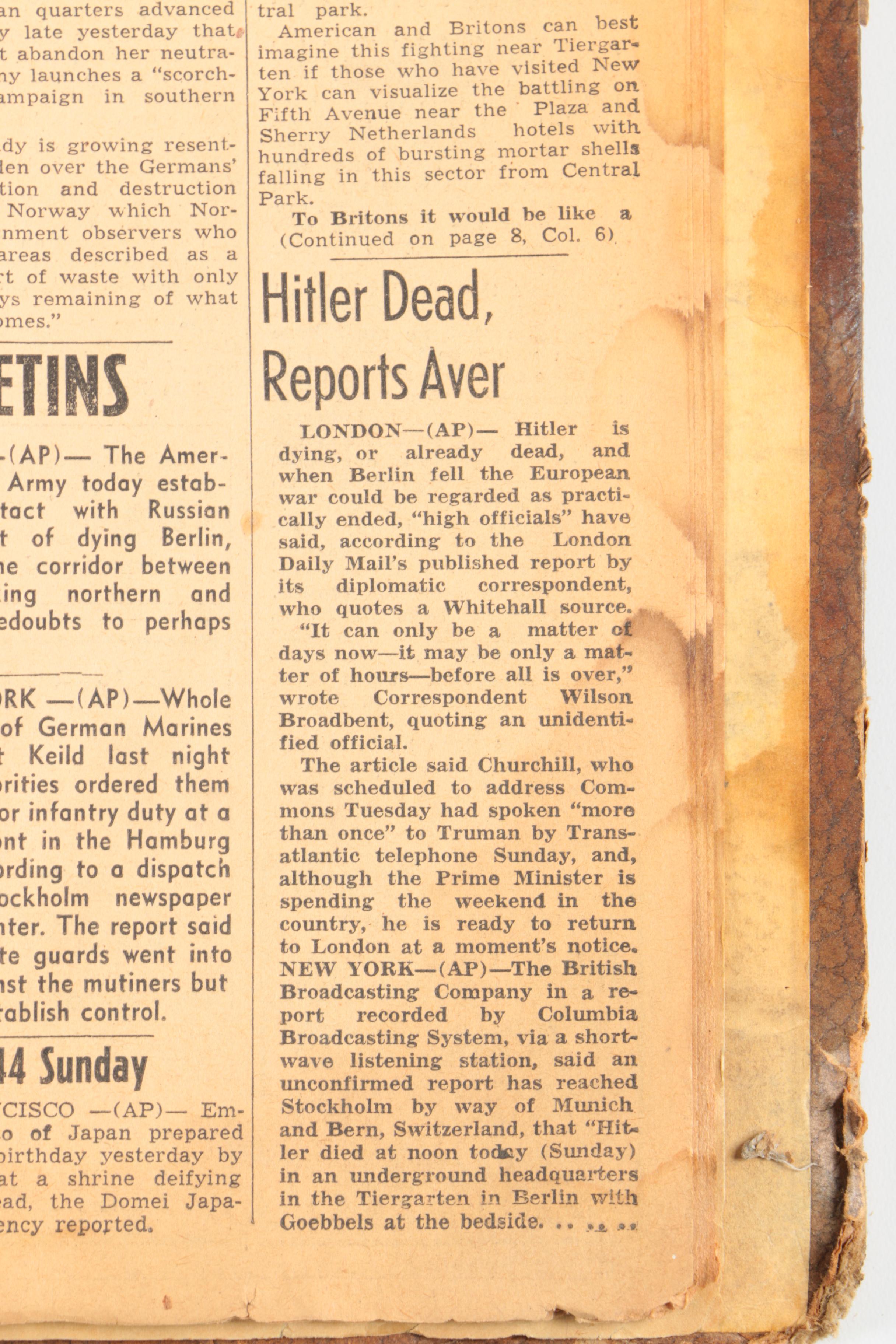 Bound World War II Newspaper Headlines