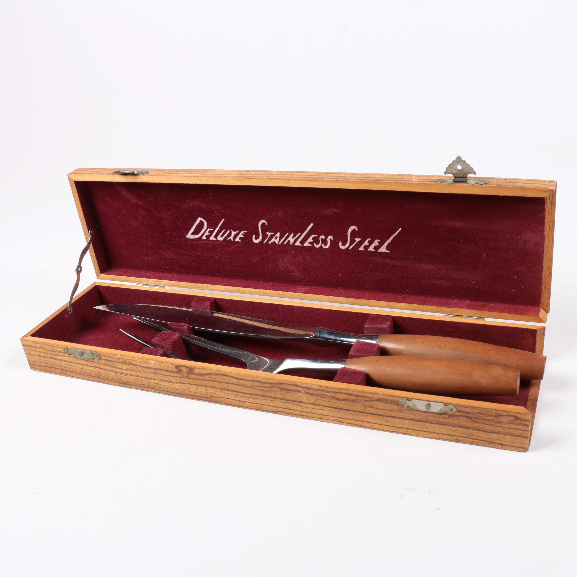 Vintage Wood Handled Carving Set