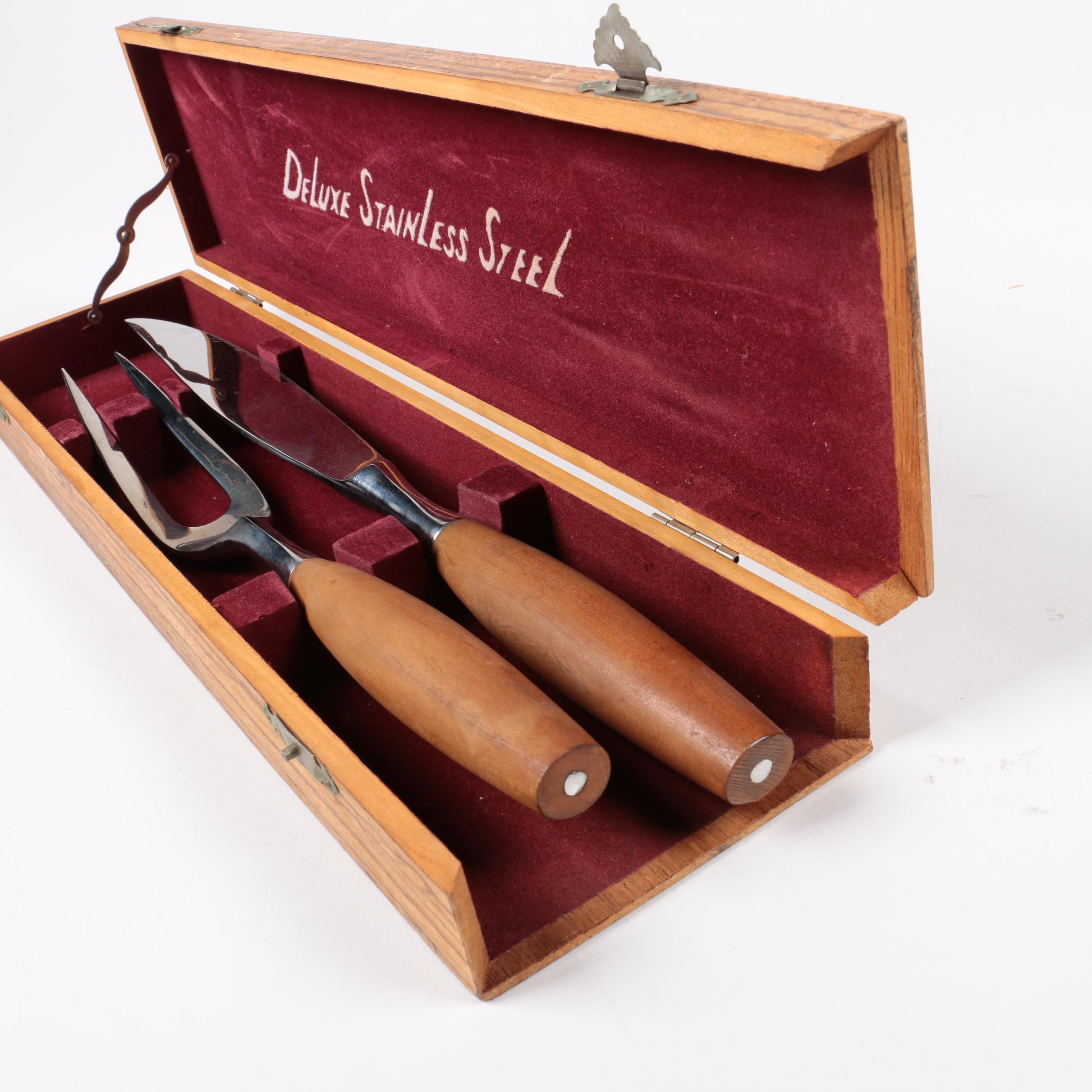 Vintage Wood Handled Carving Set