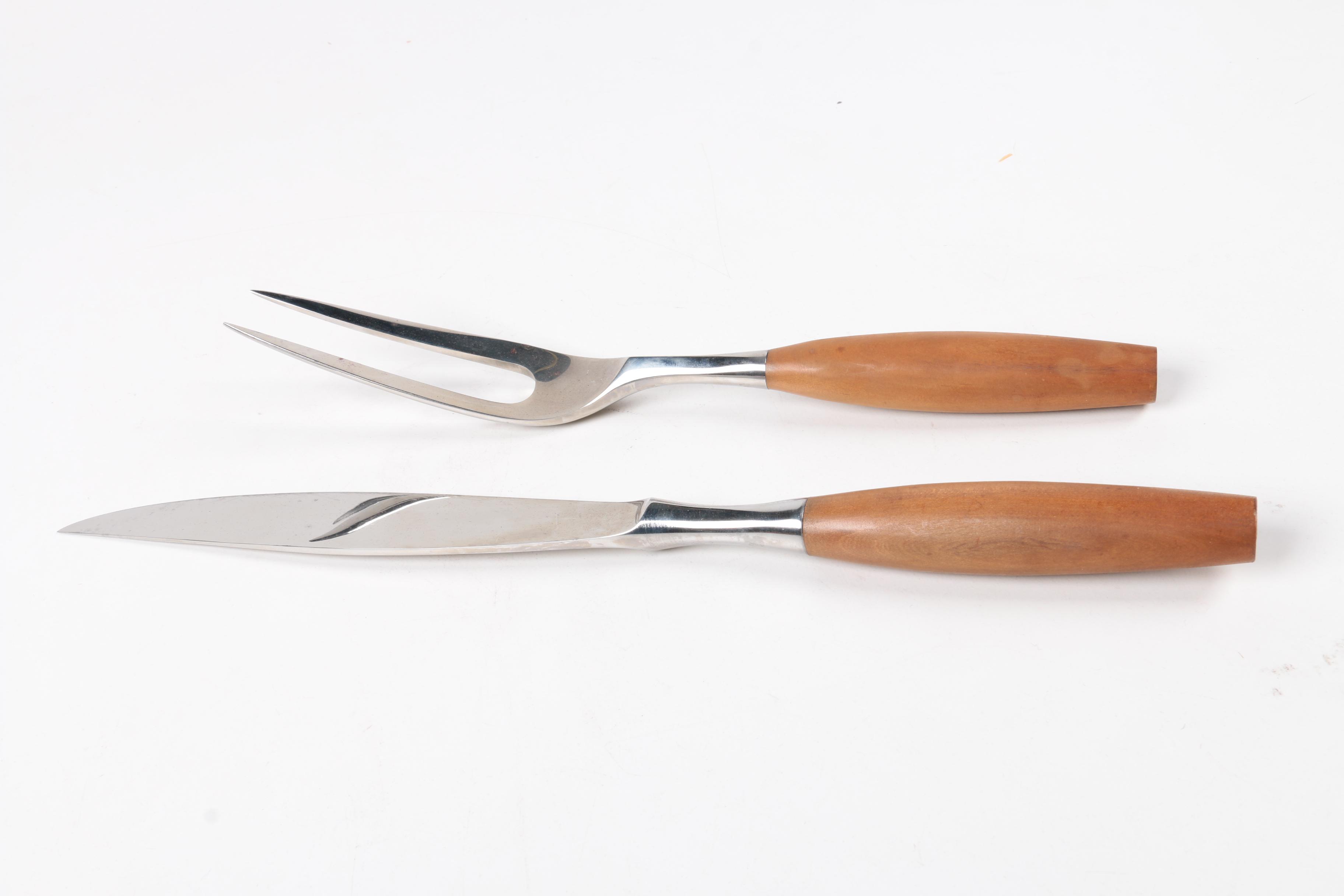 Vintage Wood Handled Carving Set