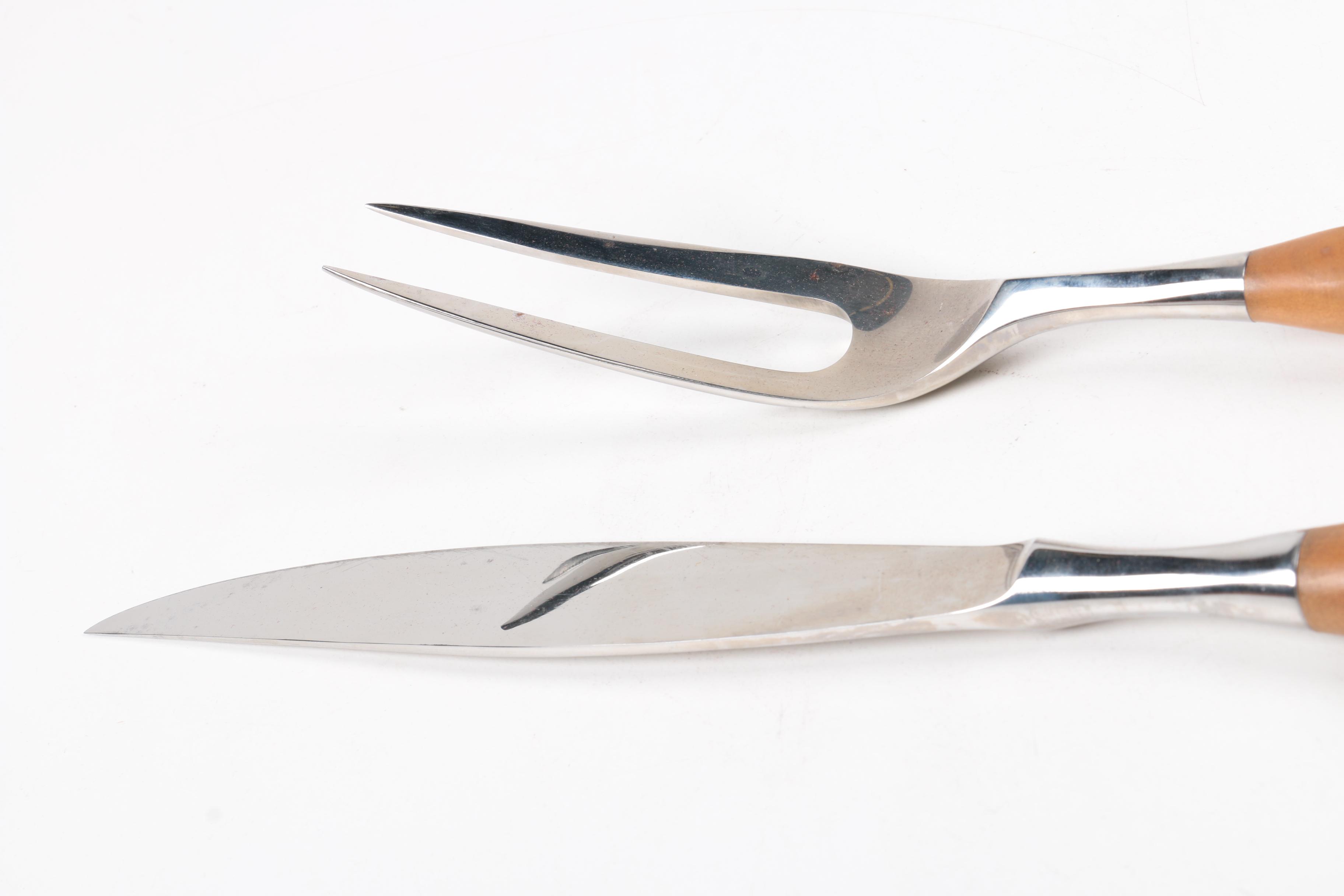 Vintage Wood Handled Carving Set