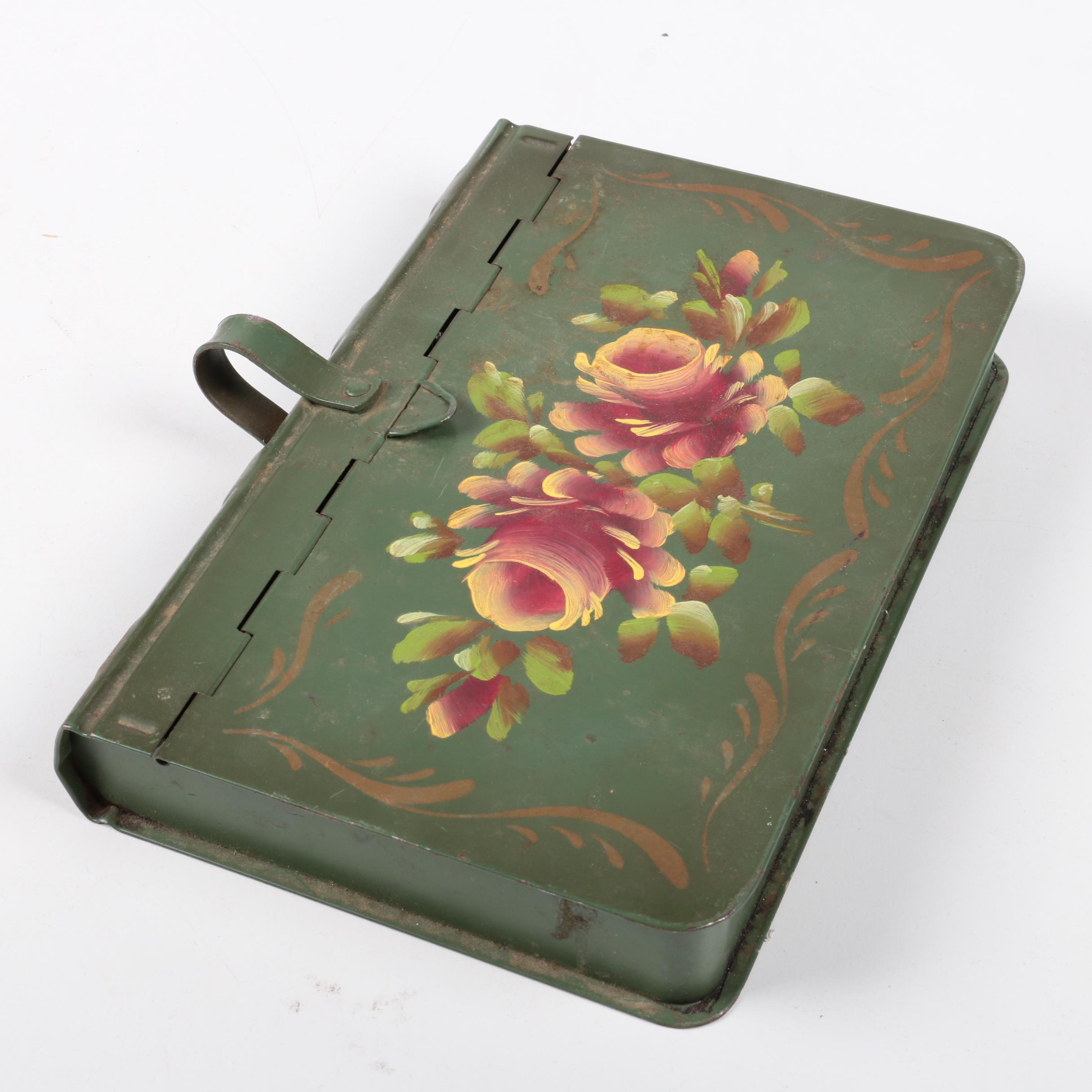 Green Metal Book Shaped Storage Box