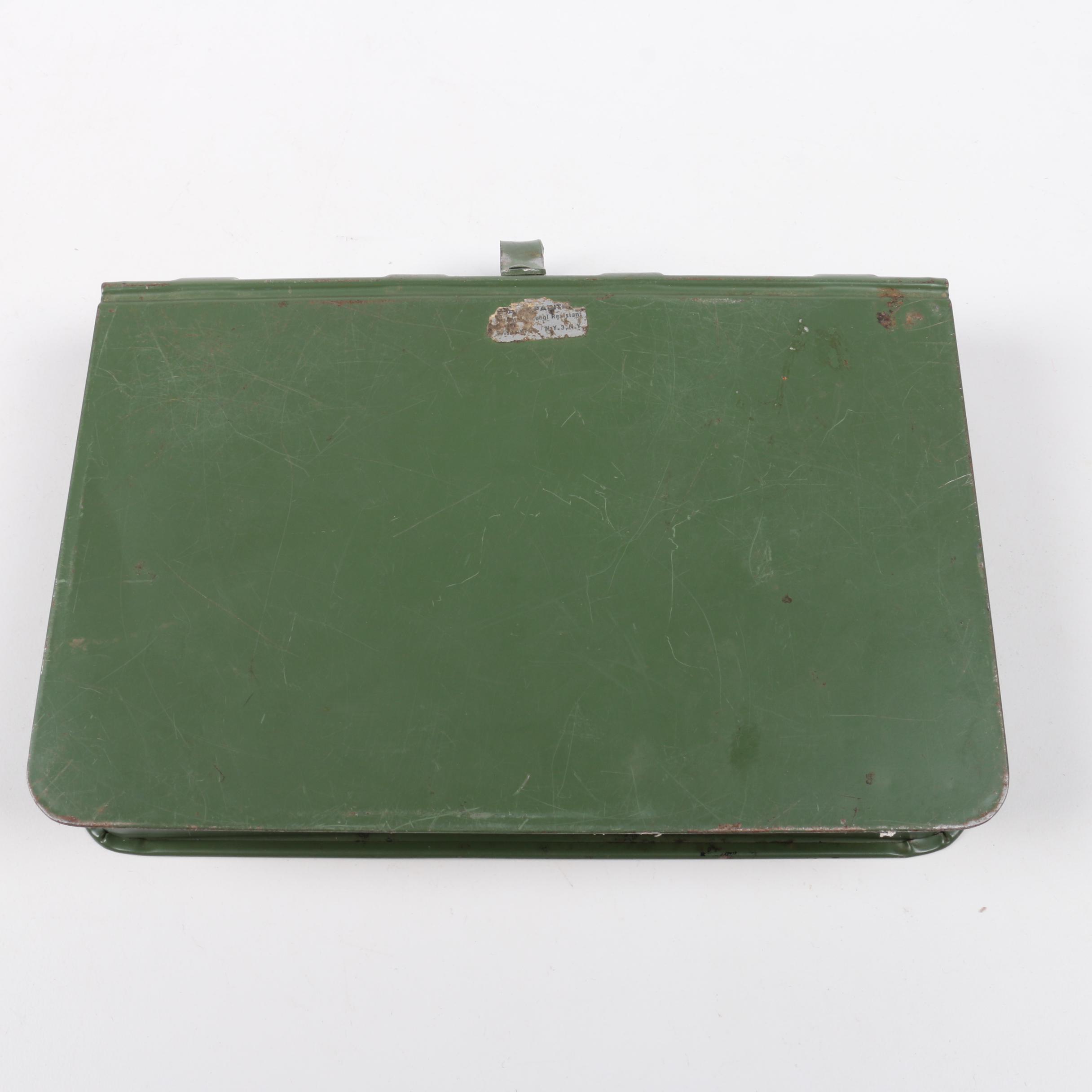 Green Metal Book Shaped Storage Box