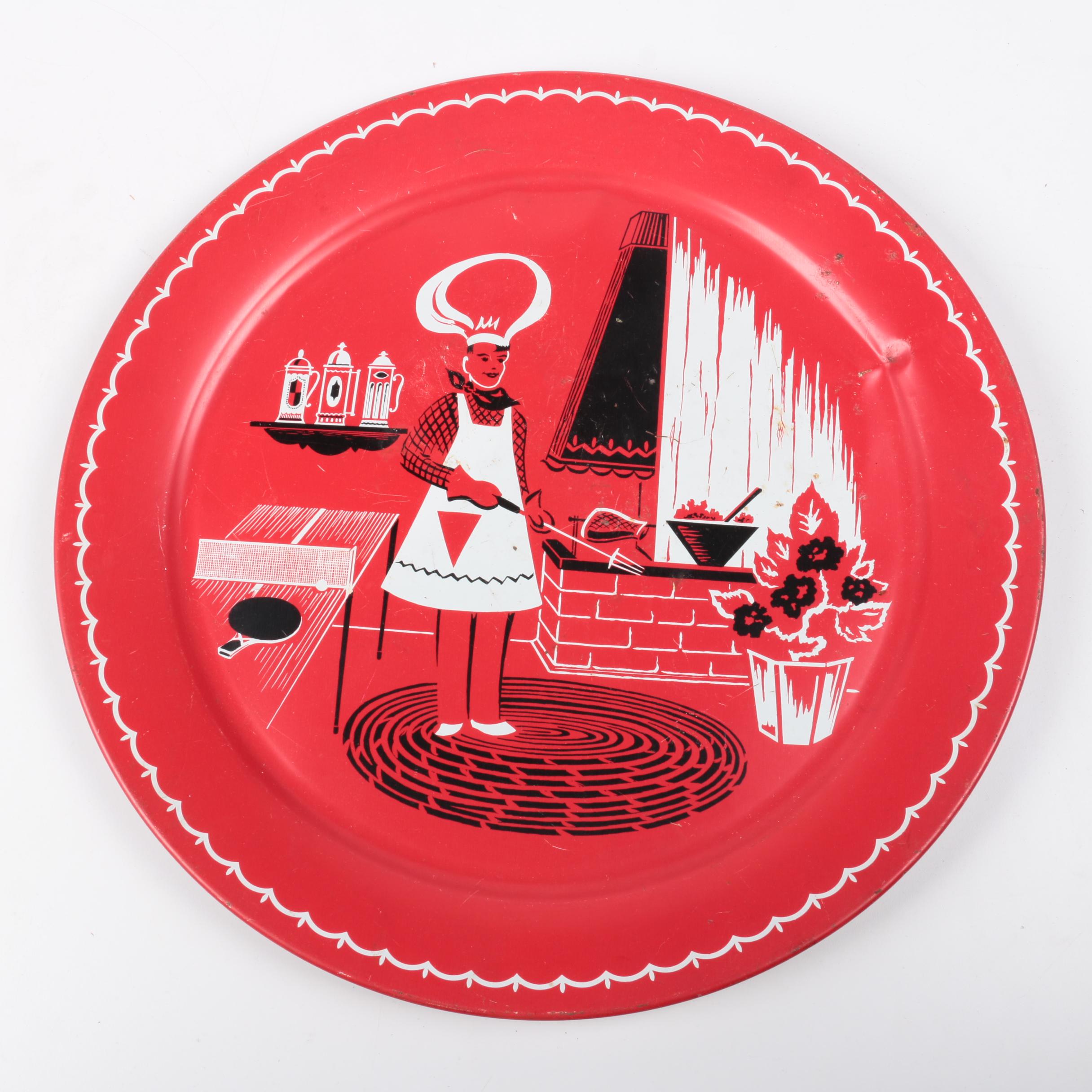 Vintage Metal Trays with Grilling Theme