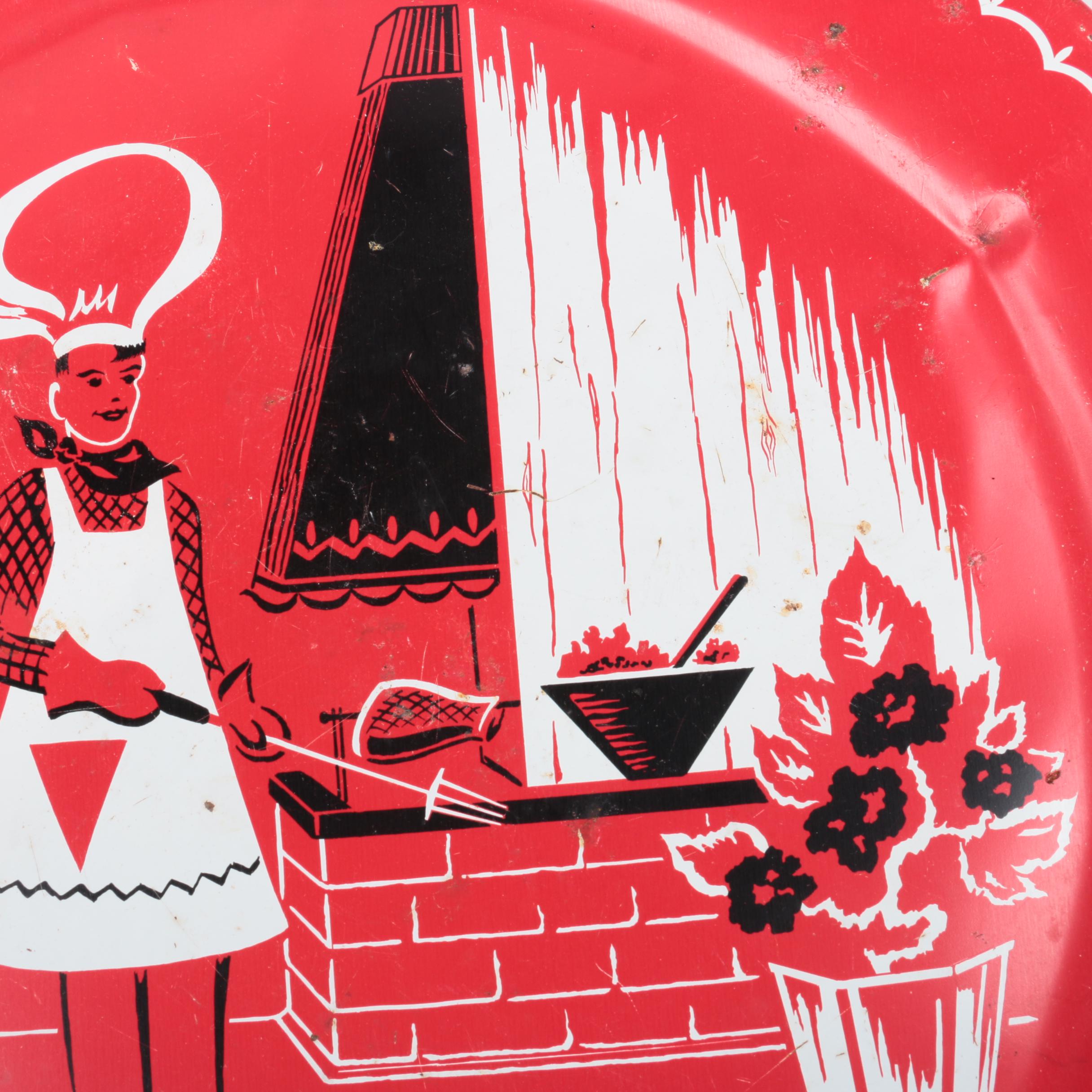 Vintage Metal Trays with Grilling Theme