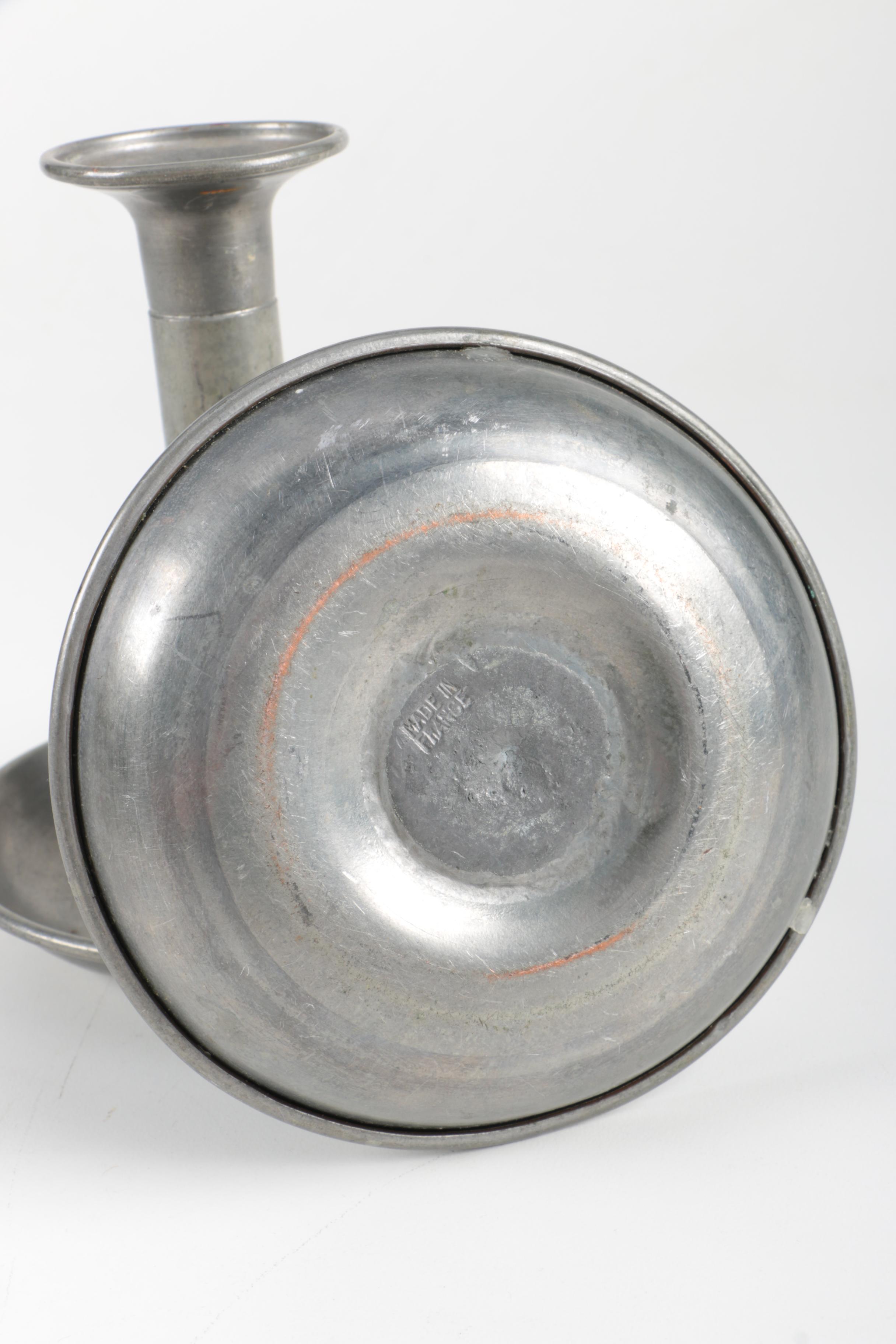 Pewter Candlesticks and Other Assorted Metal Decor