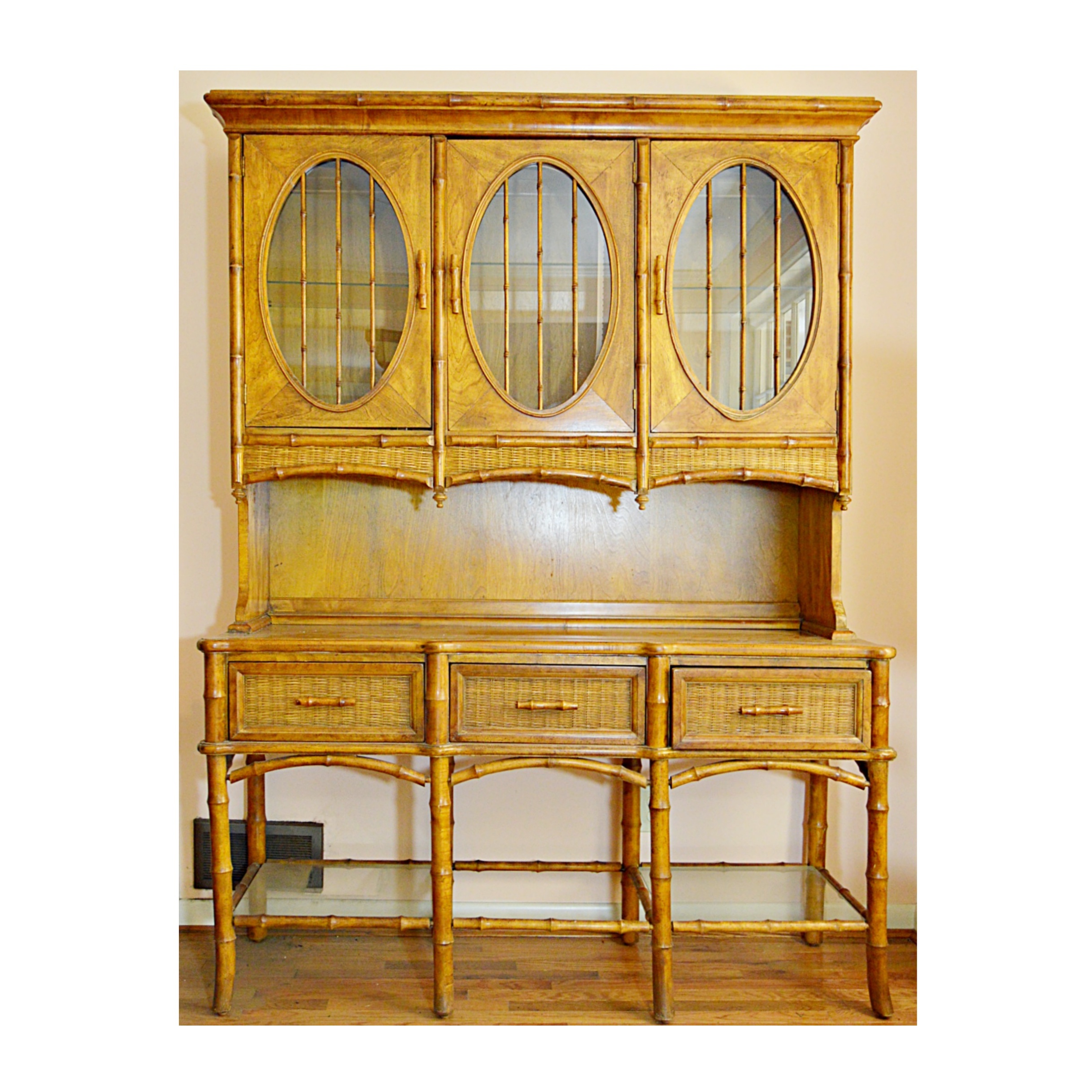 Mid Century American of Martinsville Bamboo and Wicker Buffet