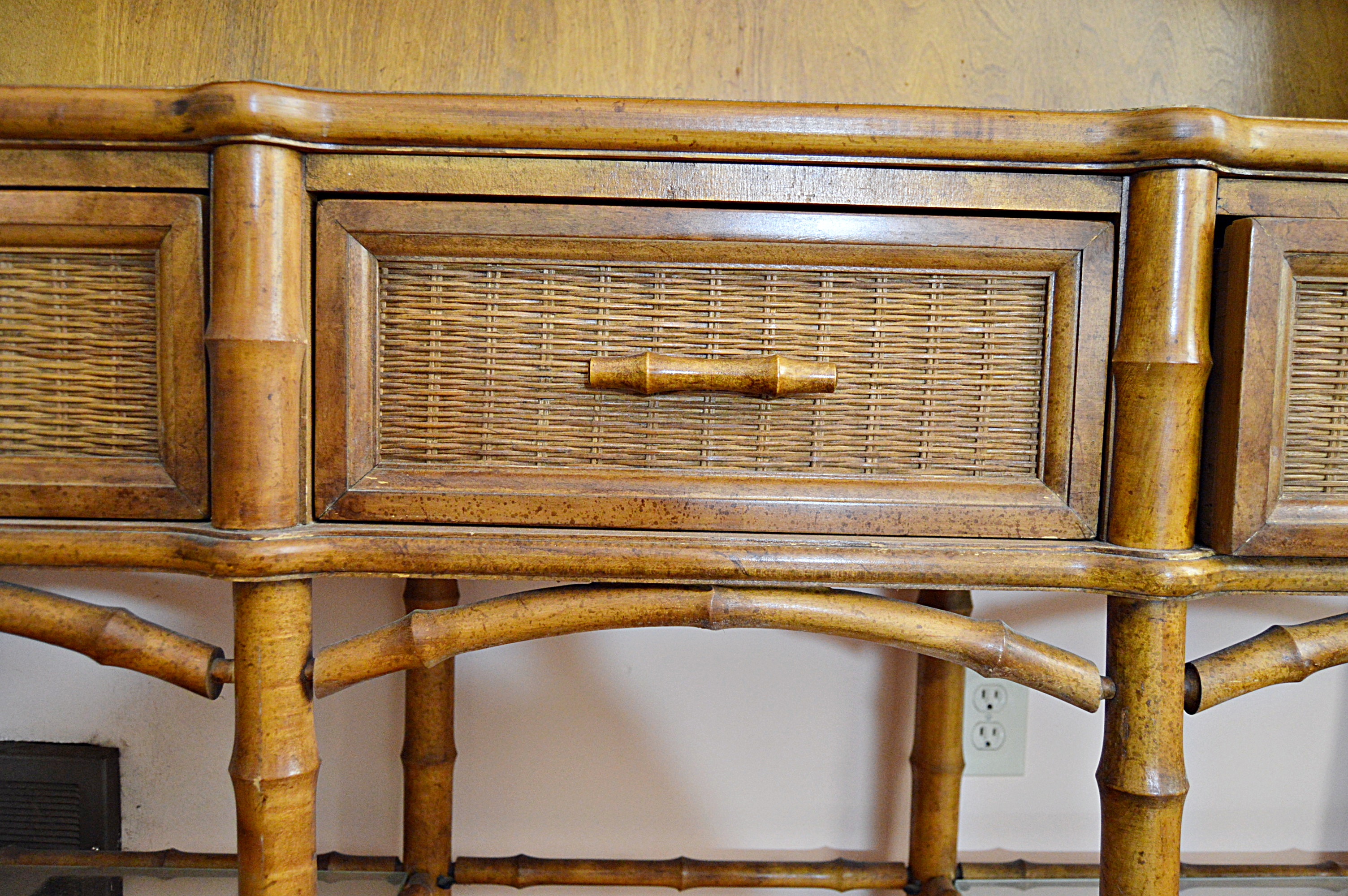 Mid Century American of Martinsville Bamboo and Wicker Buffet