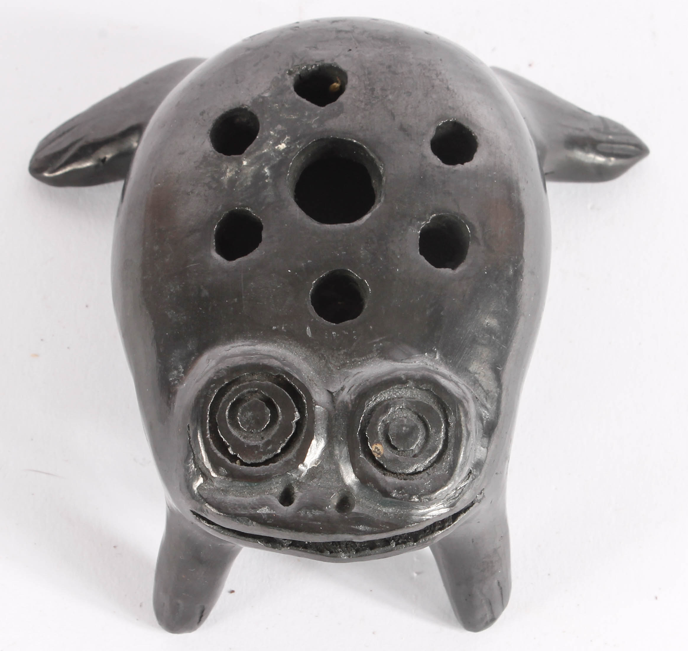 Signed Doña Rosa Handbuilt Black Clay Oaxaca Vase and Figurine