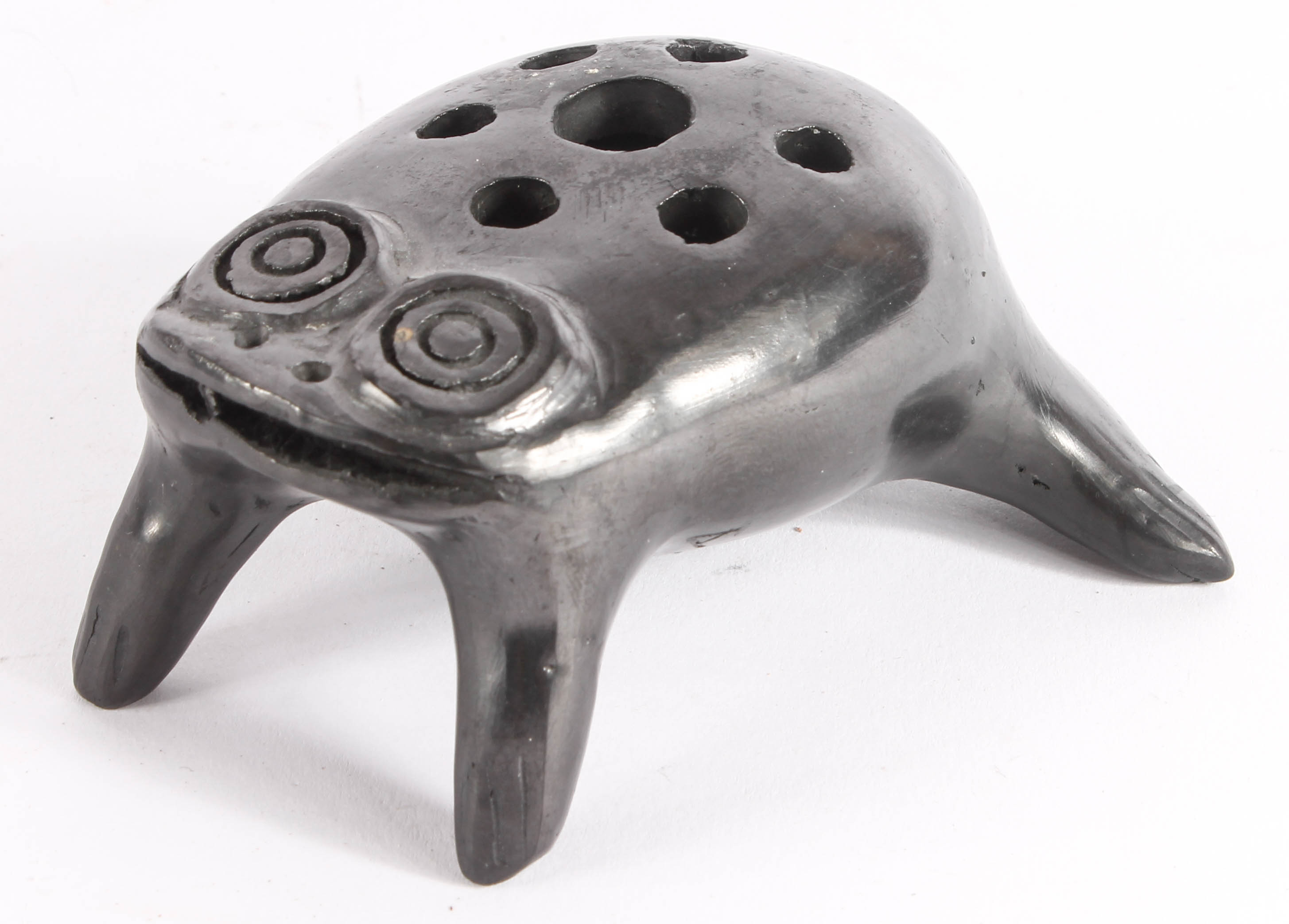 Signed Doña Rosa Handbuilt Black Clay Oaxaca Vase and Figurine