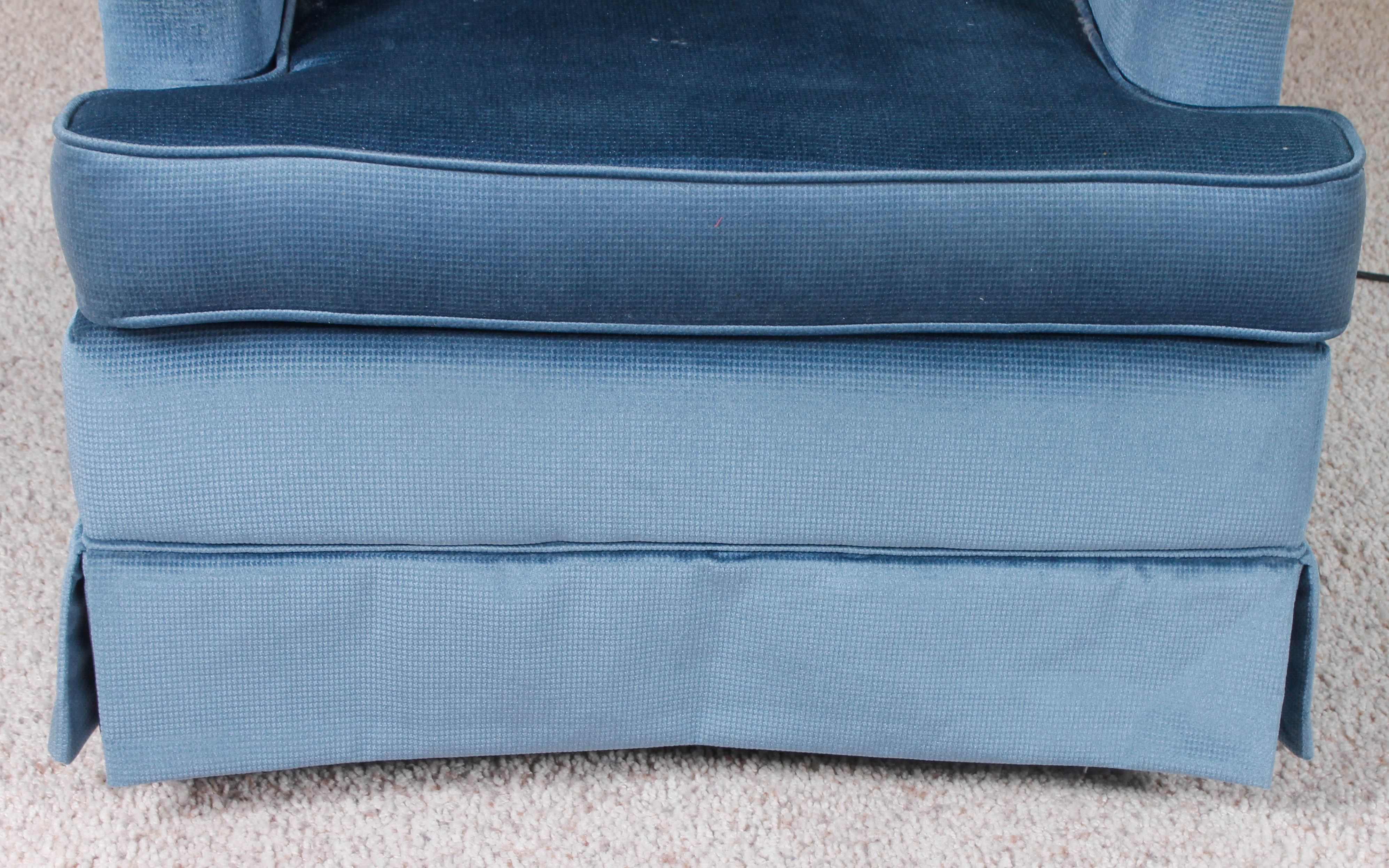 Vintage Button-Tufted Blue Armchair with Swivel Base