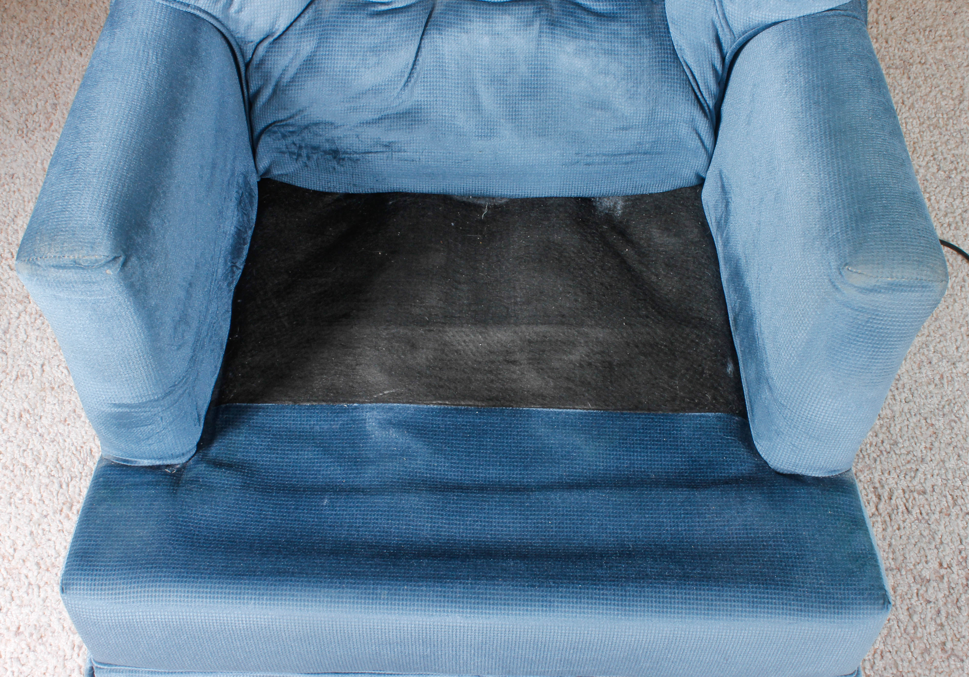 Vintage Button-Tufted Blue Armchair with Swivel Base