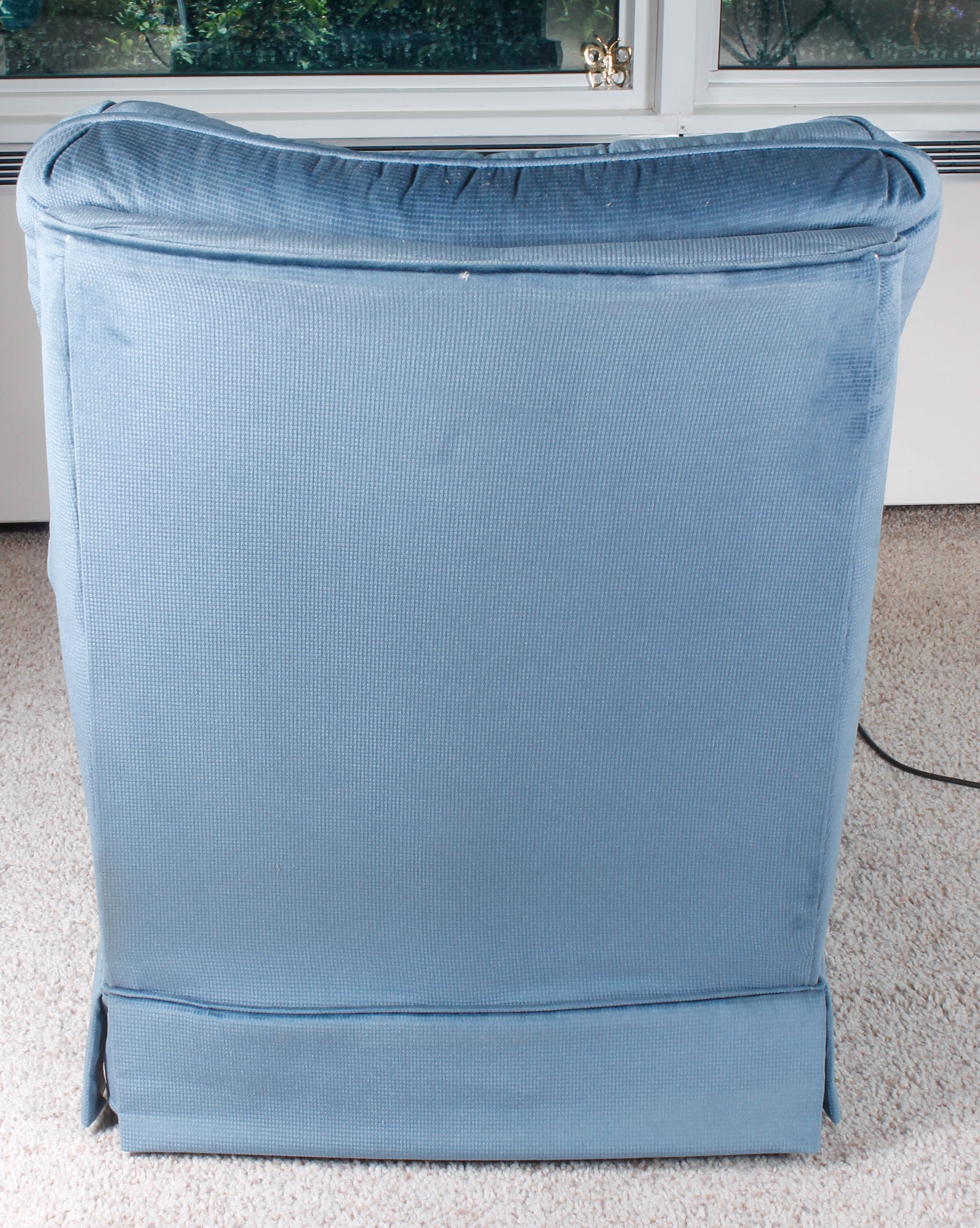 Vintage Button-Tufted Blue Armchair with Swivel Base