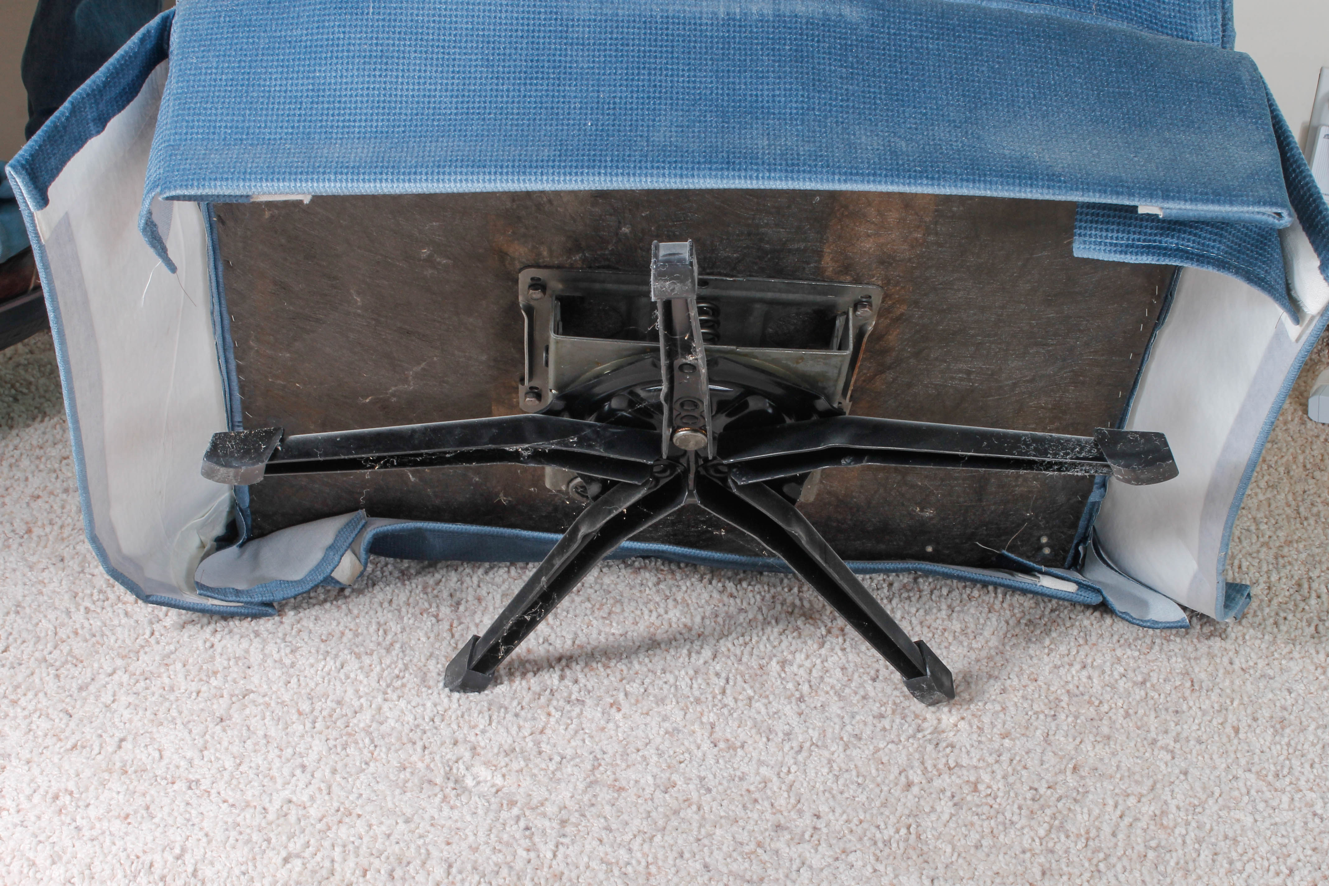 Vintage Button-Tufted Blue Armchair with Swivel Base