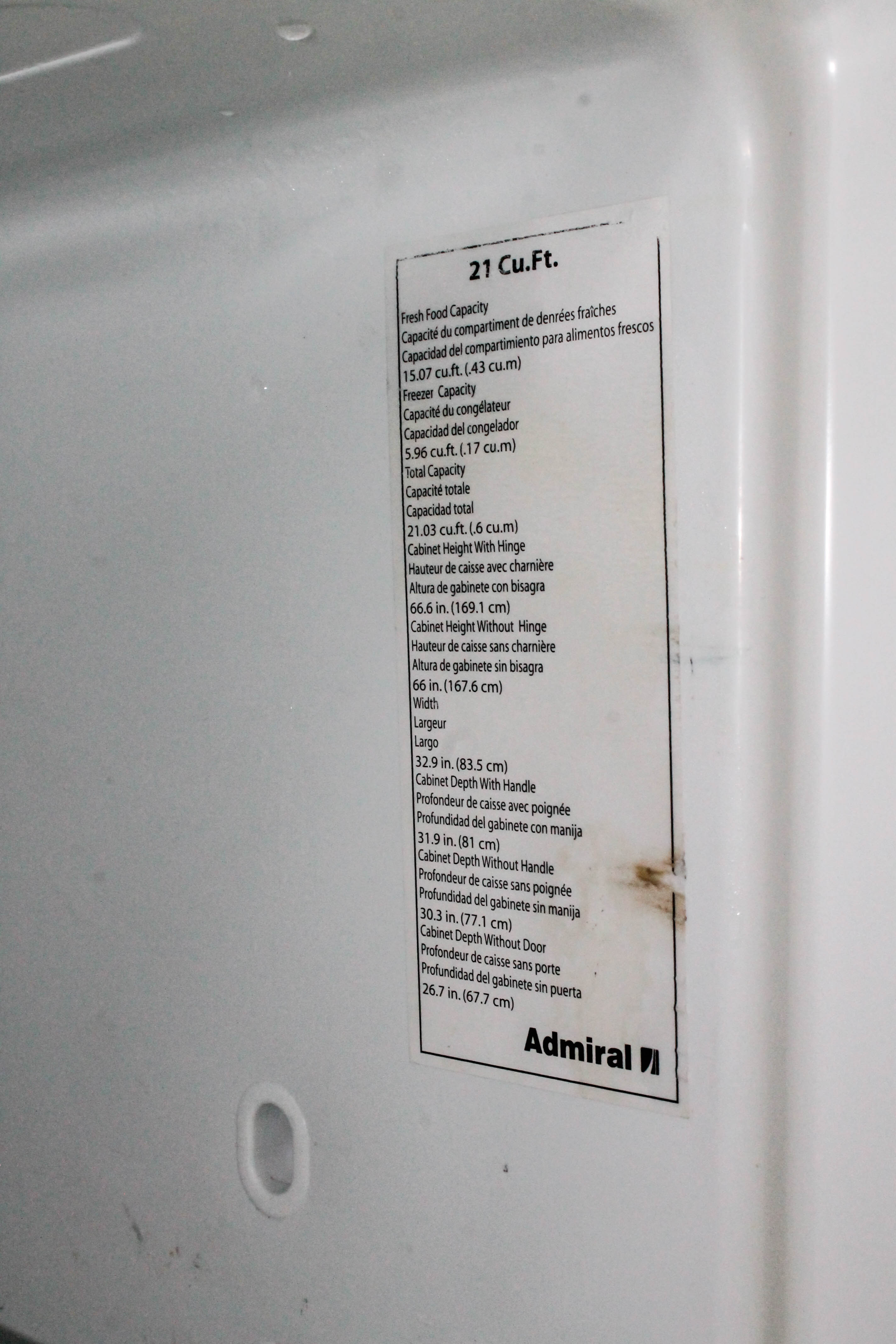 Admiral Refrigerator