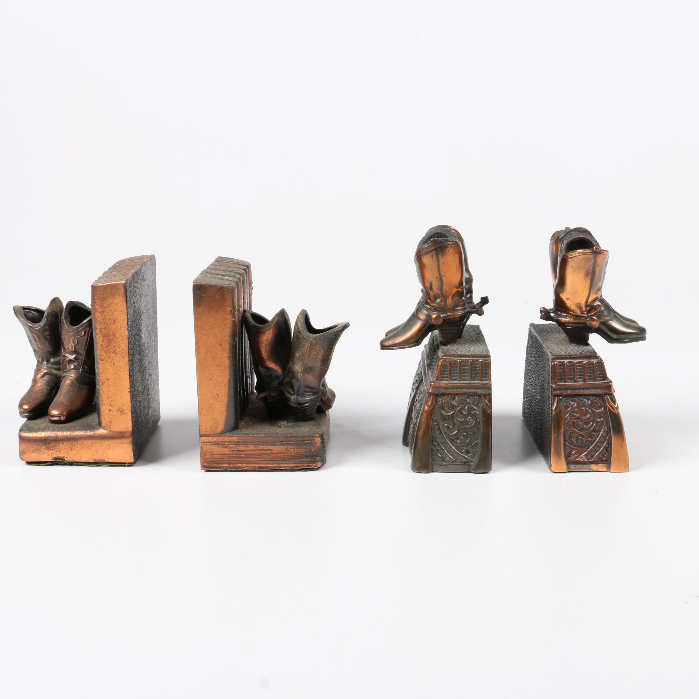 Two Pairs of Mid Century Brass Bookends