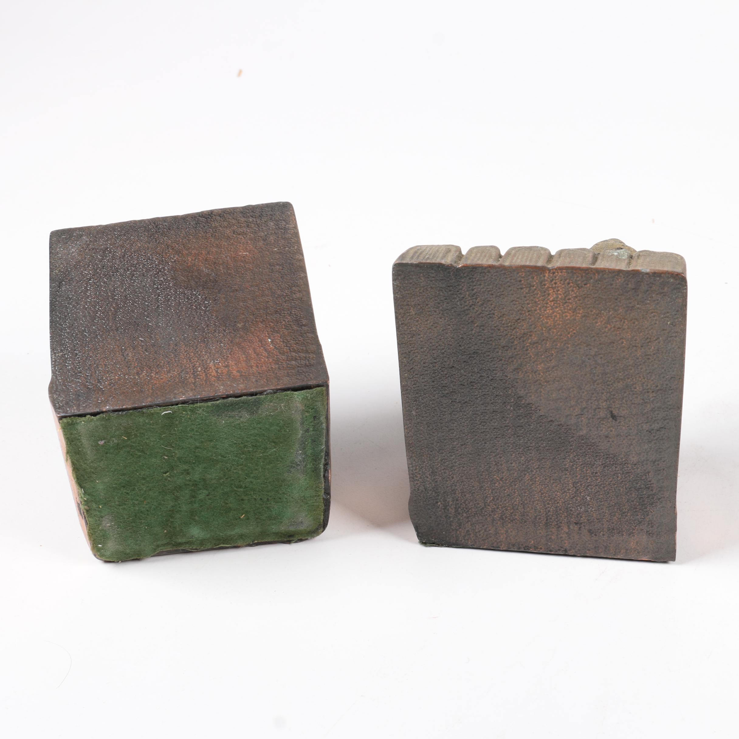 Two Pairs of Mid Century Brass Bookends