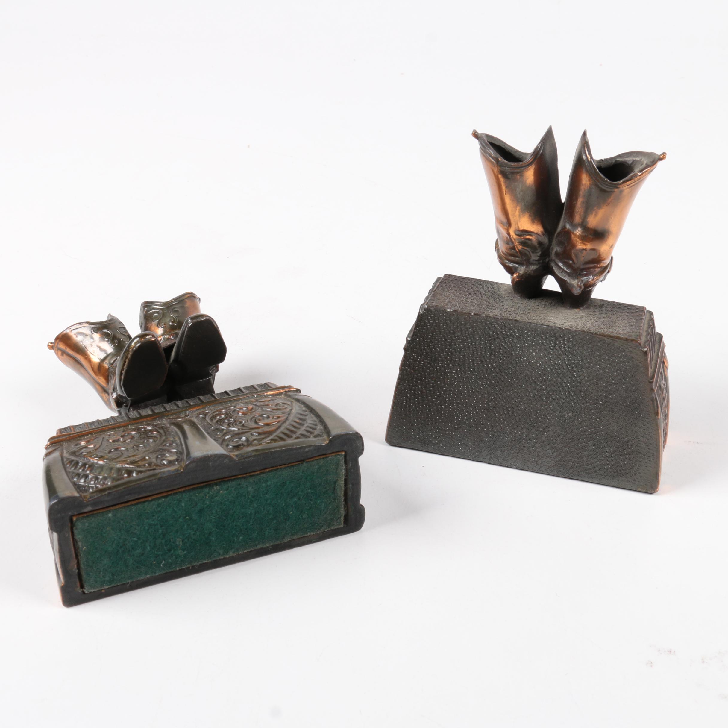 Two Pairs of Mid Century Brass Bookends