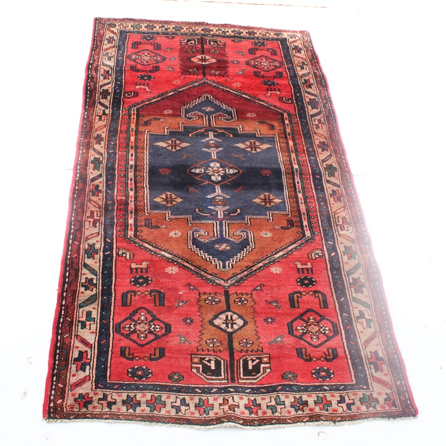 Hand-Knotted Vintage Persian Kurdish Bijar Rug