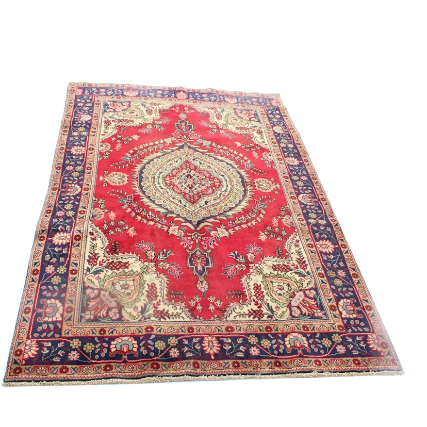 Hand-Knotted Vintage Persian Tabriz Rug