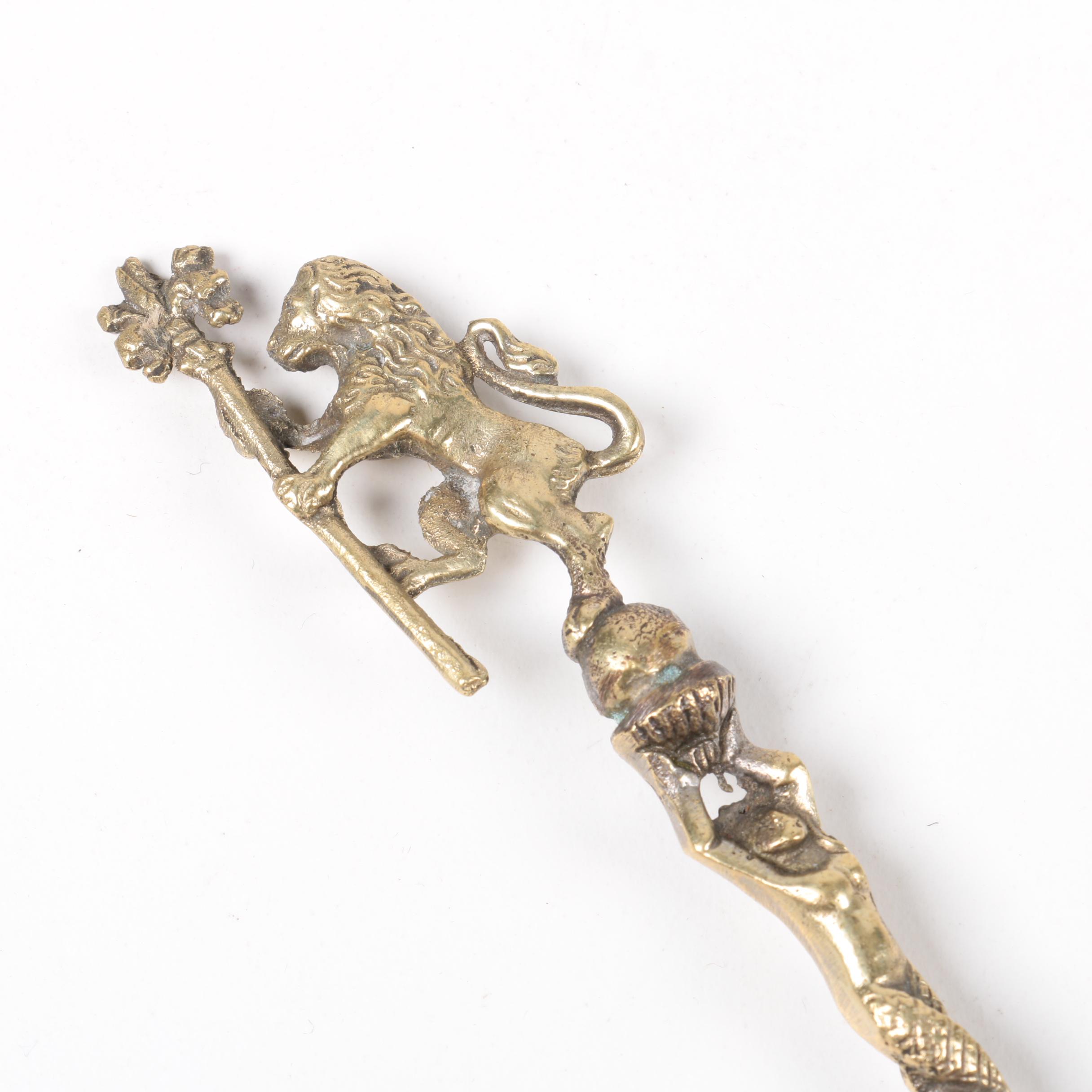 Brass Figural Utensils with Italian Teaspoons