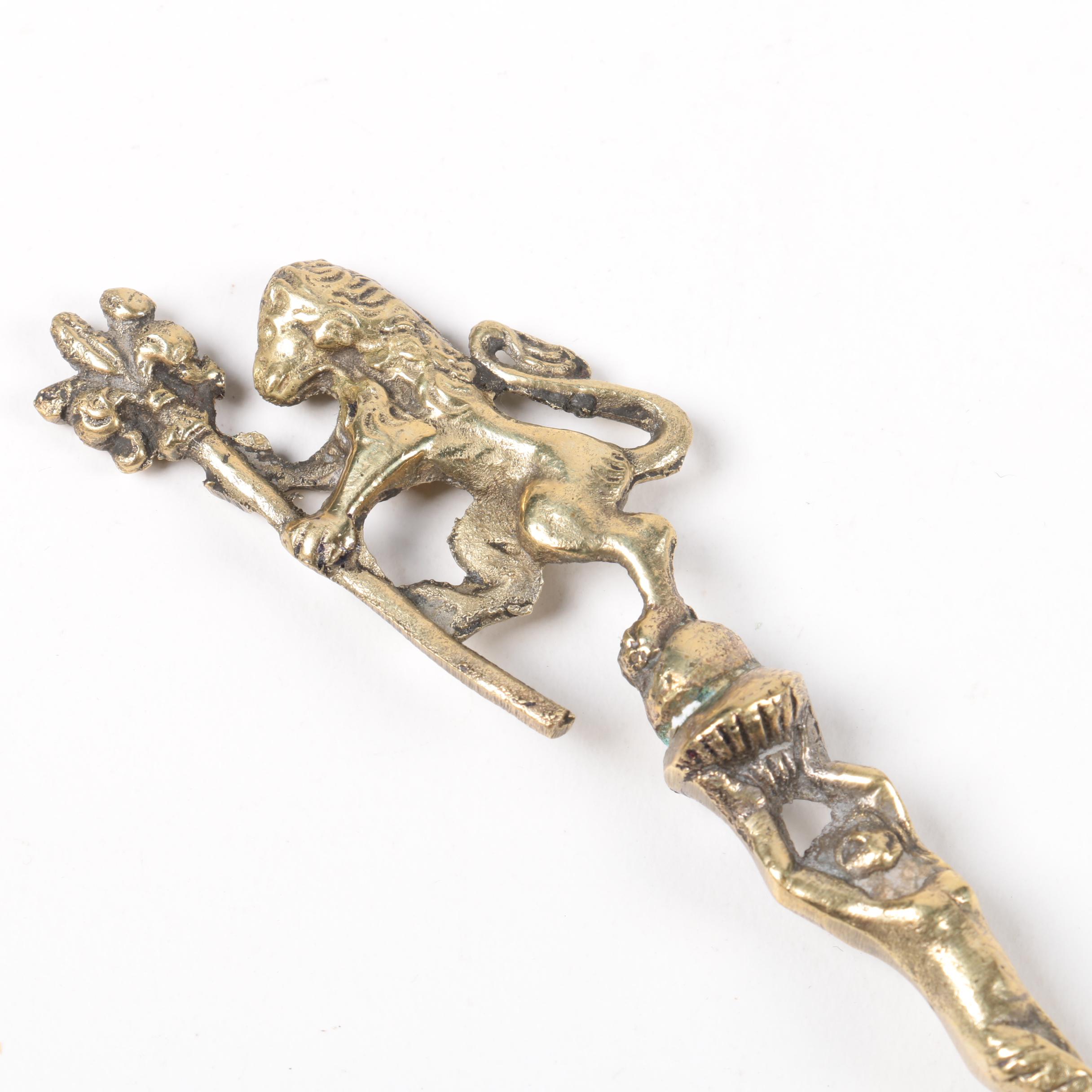 Brass Figural Utensils with Italian Teaspoons