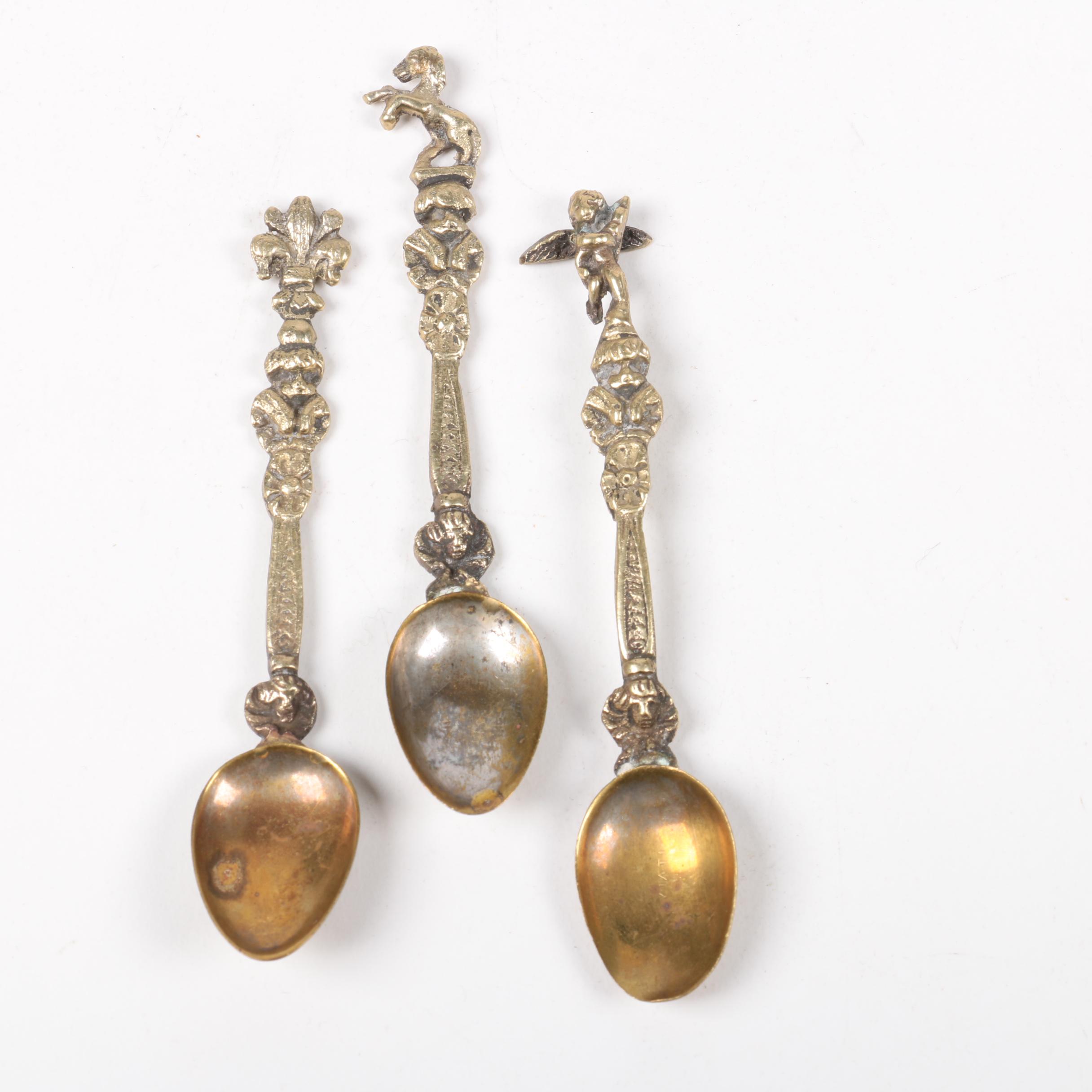 Brass Figural Utensils with Italian Teaspoons
