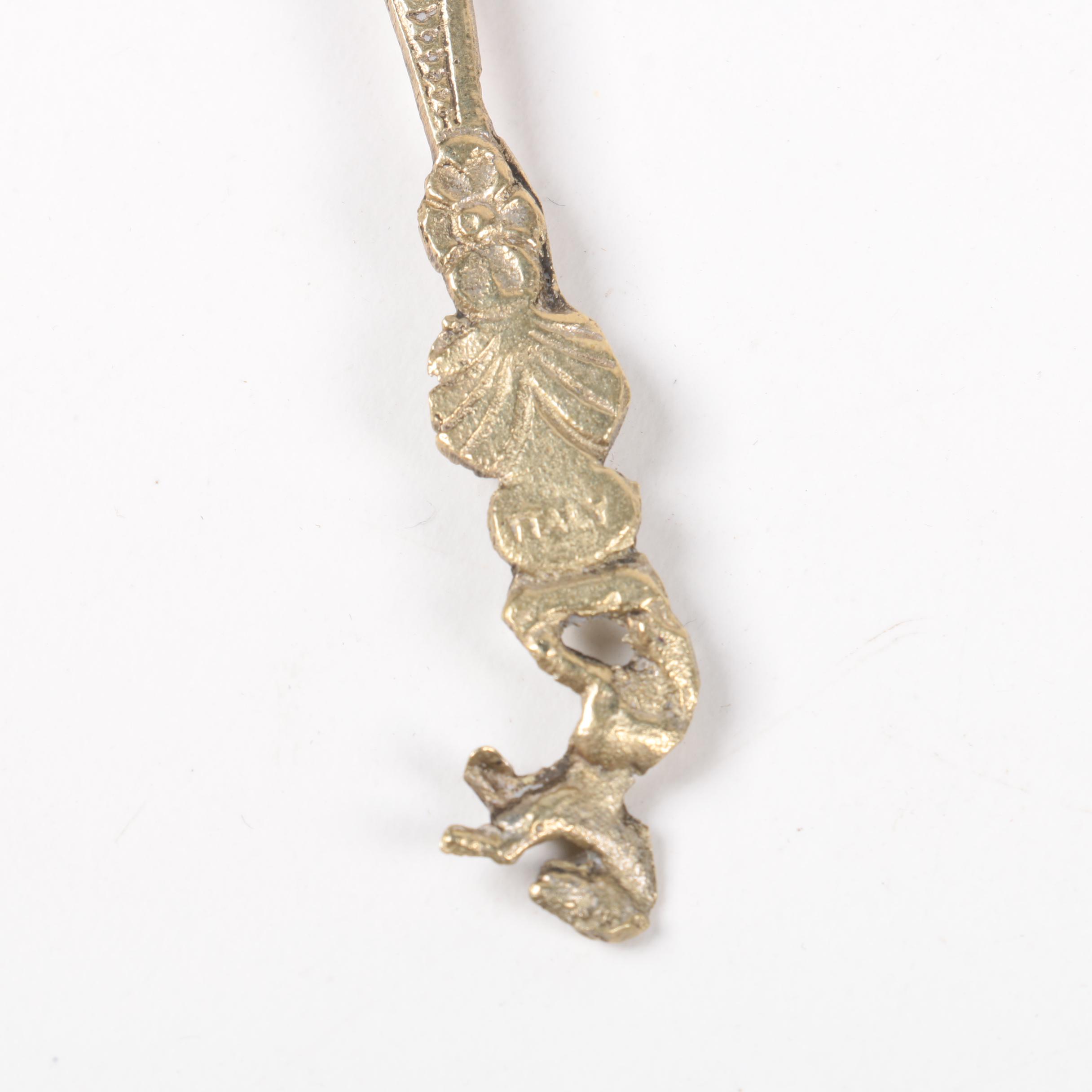 Brass Figural Utensils with Italian Teaspoons