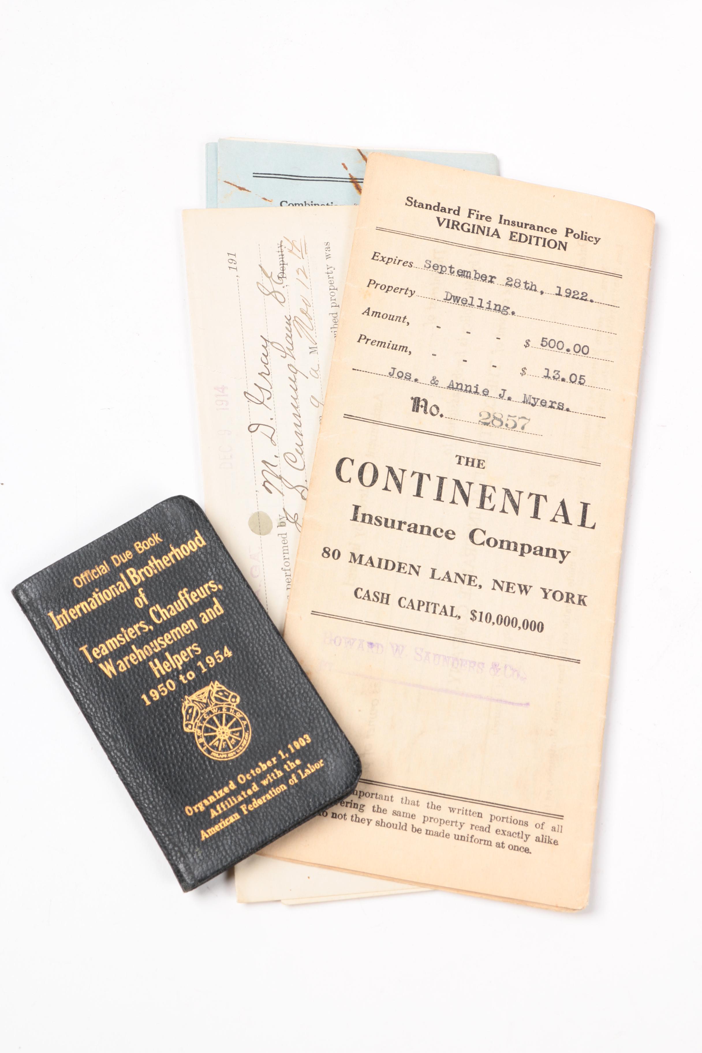 Antique and Vintage Personal Documents And Ephemera Including WWII Ration Books