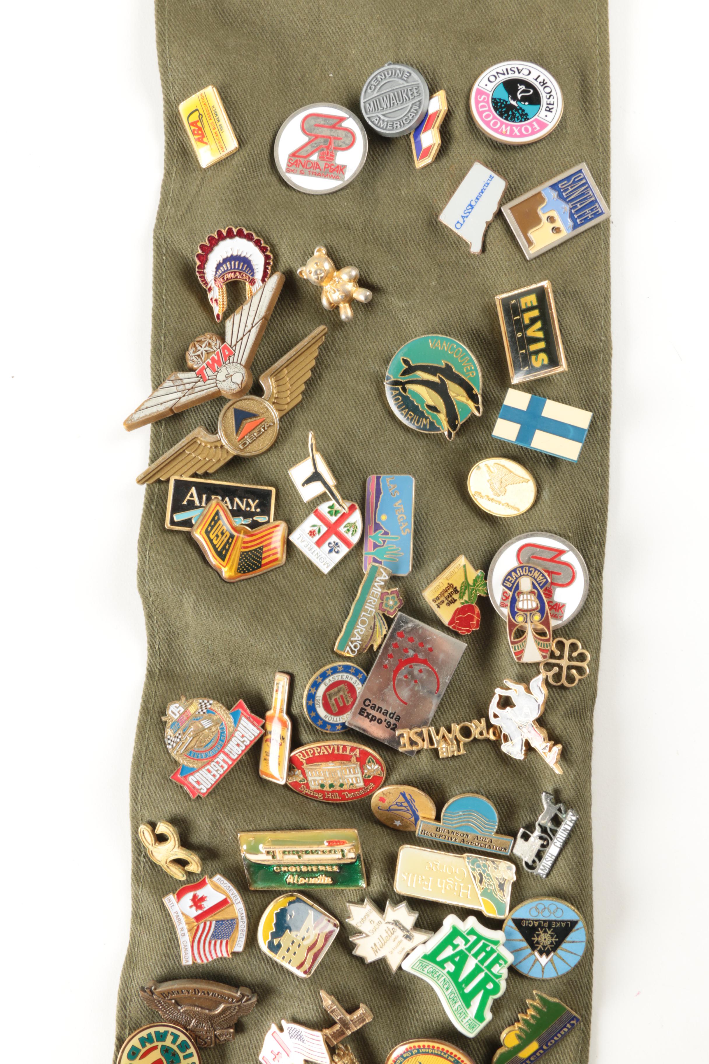 Collection of Pinbacks on Boy Scout Sash