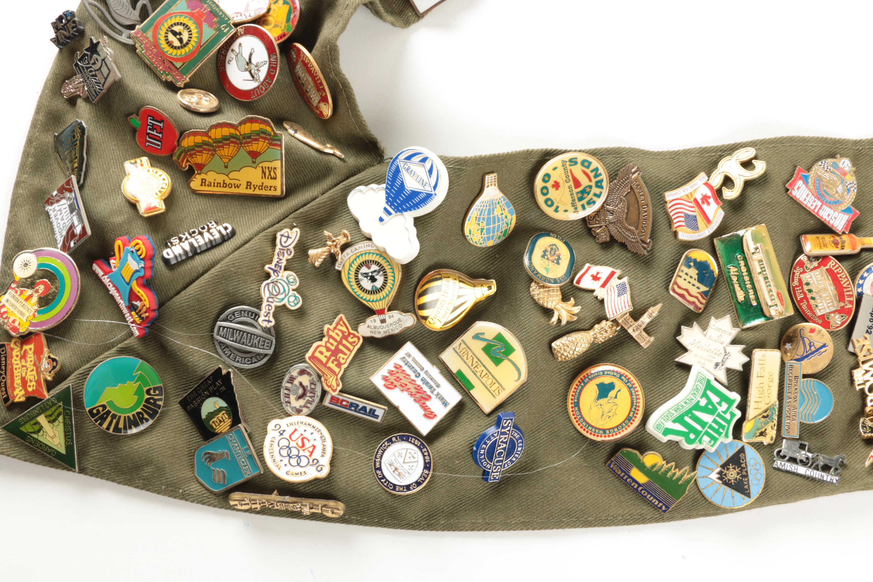 Collection of Pinbacks on Boy Scout Sash
