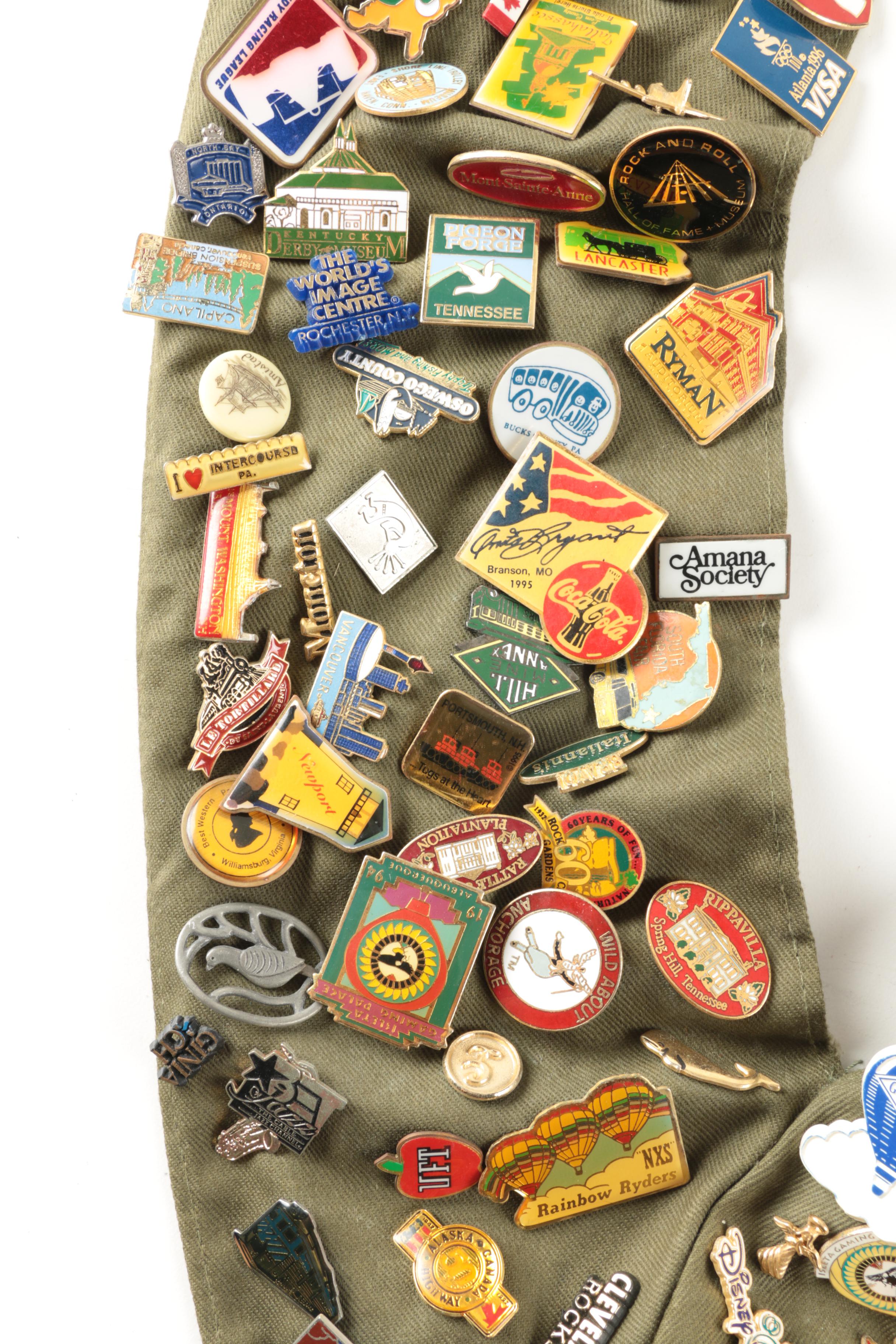 Collection of Pinbacks on Boy Scout Sash