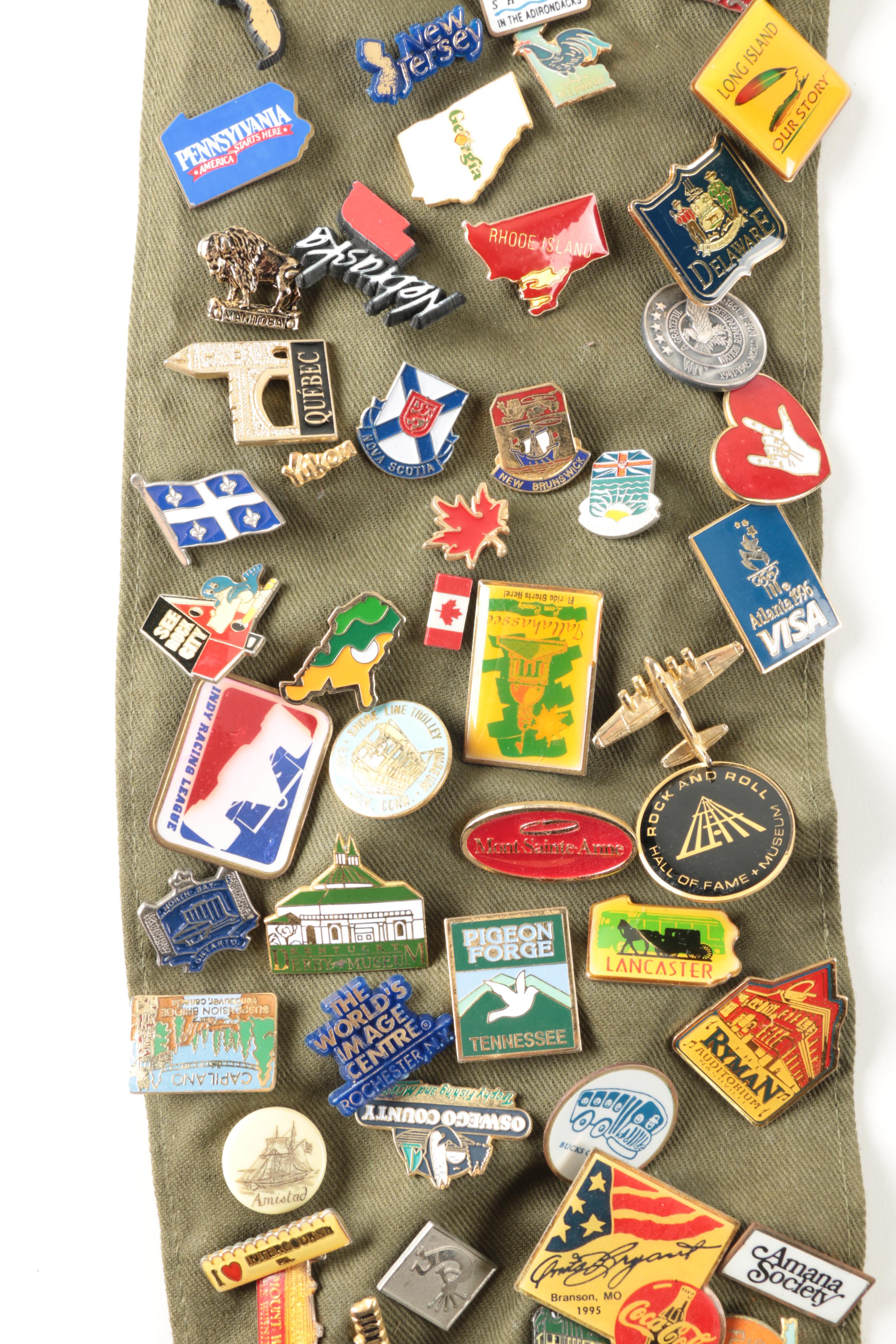 Collection of Pinbacks on Boy Scout Sash